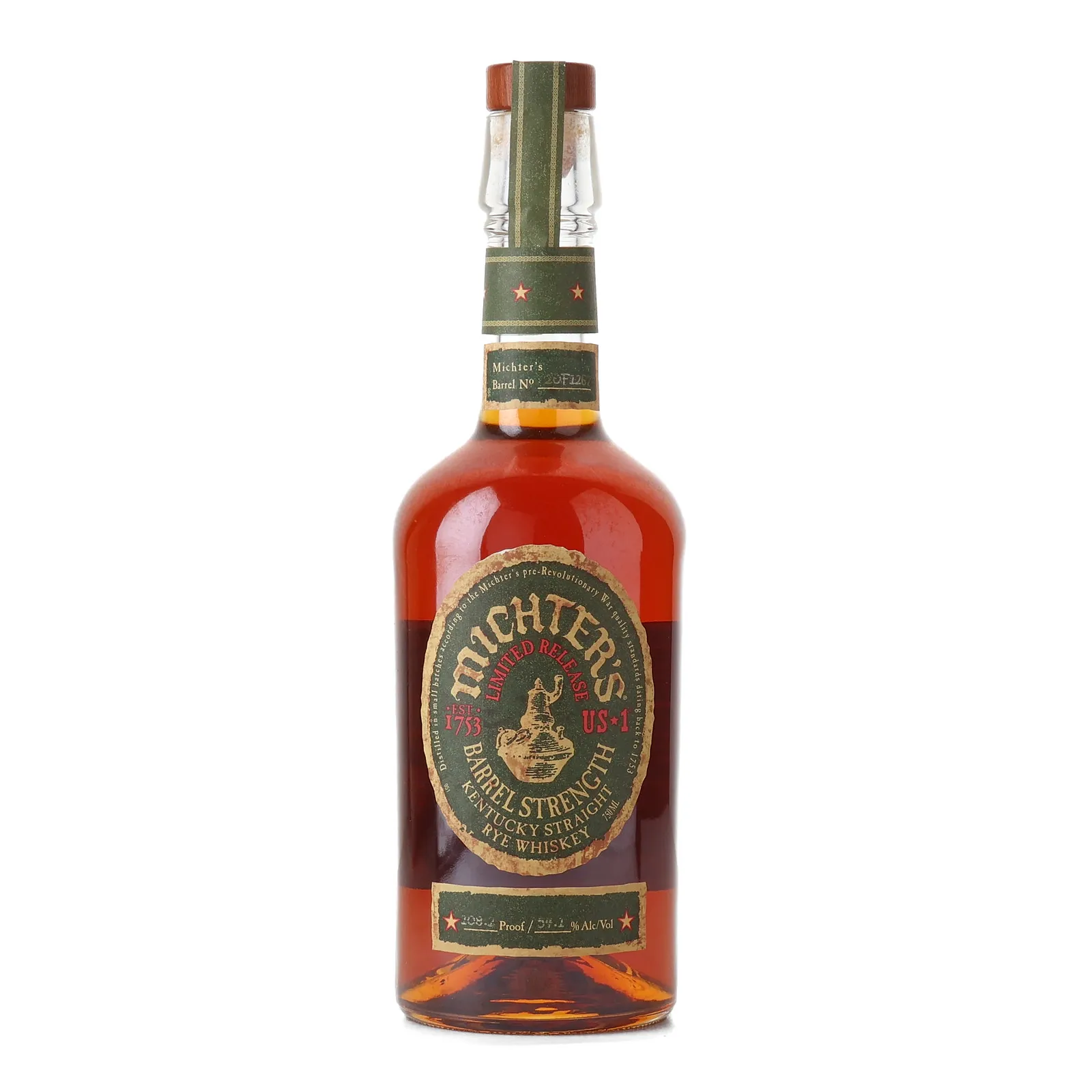 Michter's US*1 Barrel Strength Kentucky Straight Rye, 2020, 54.1% whisky bottle