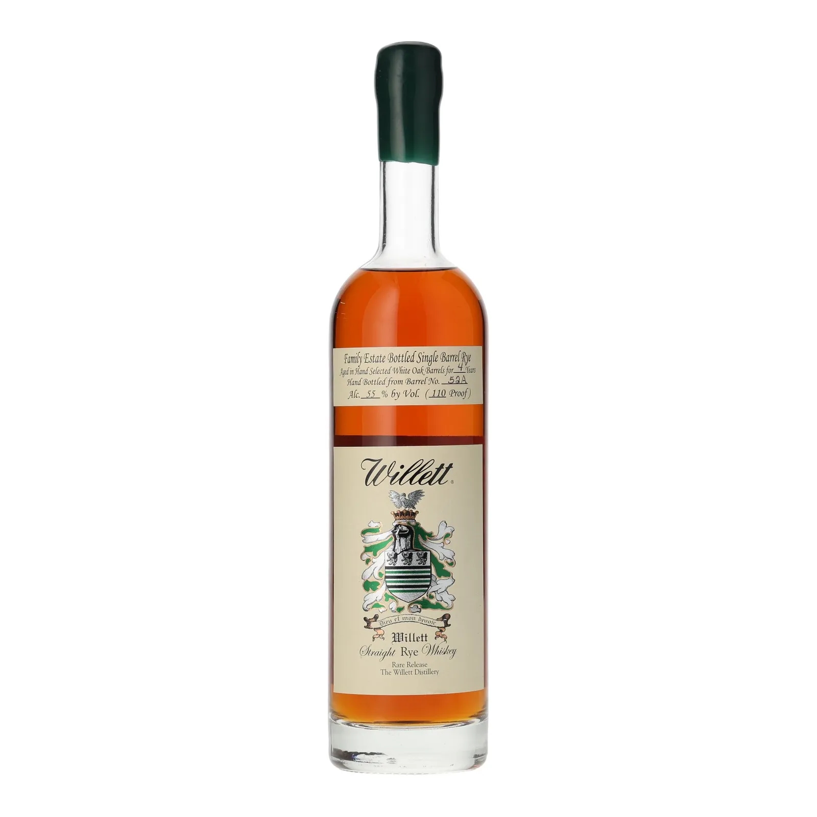 Willett Family Estate 4 Year Old, Oak Cask, Cask #52A, 55% whisky bottle
