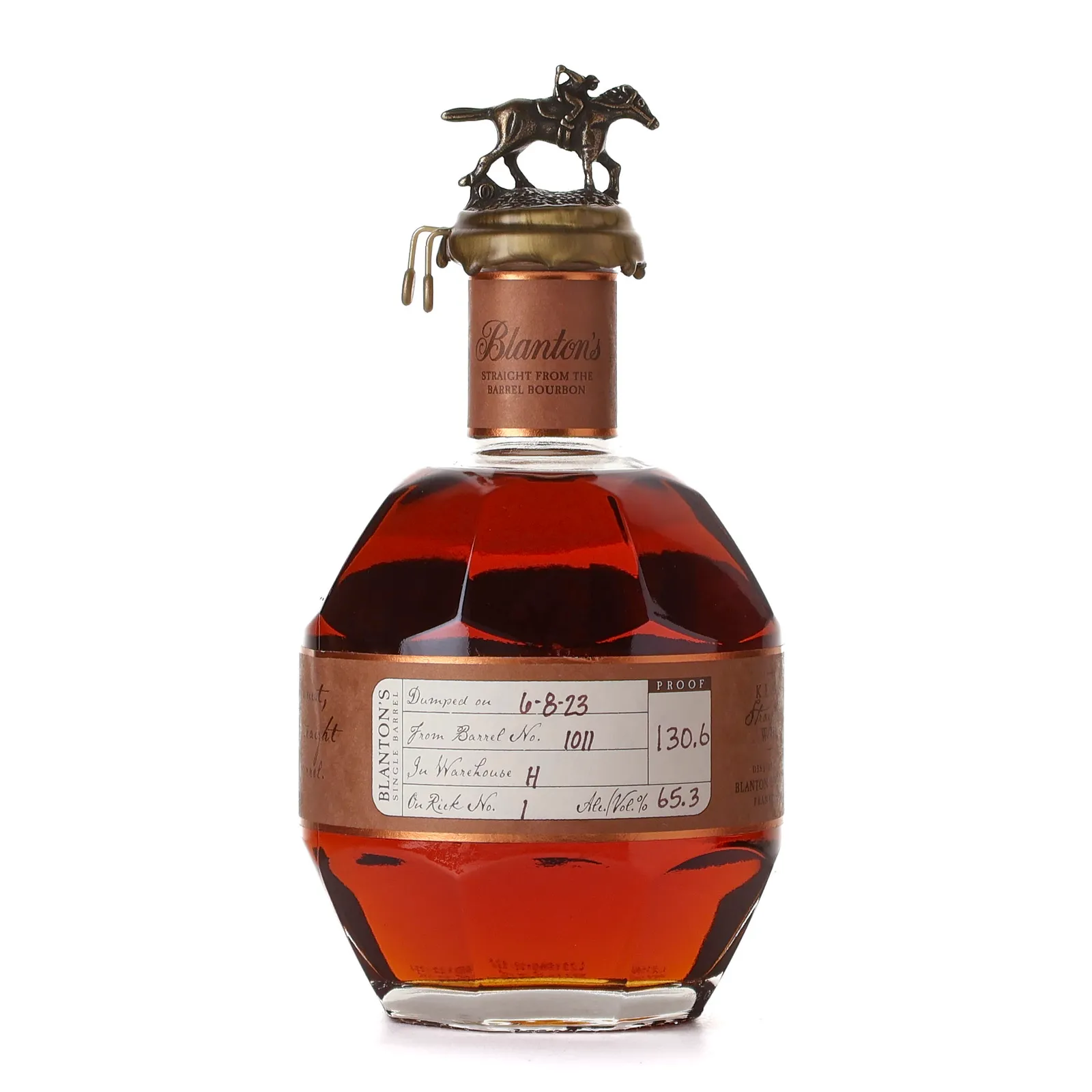 Blanton's Straight From The Barrel Bourbon (Letter O), New Charred Oak Cask, Cask #101, 2023, 65.3% whisky bottle