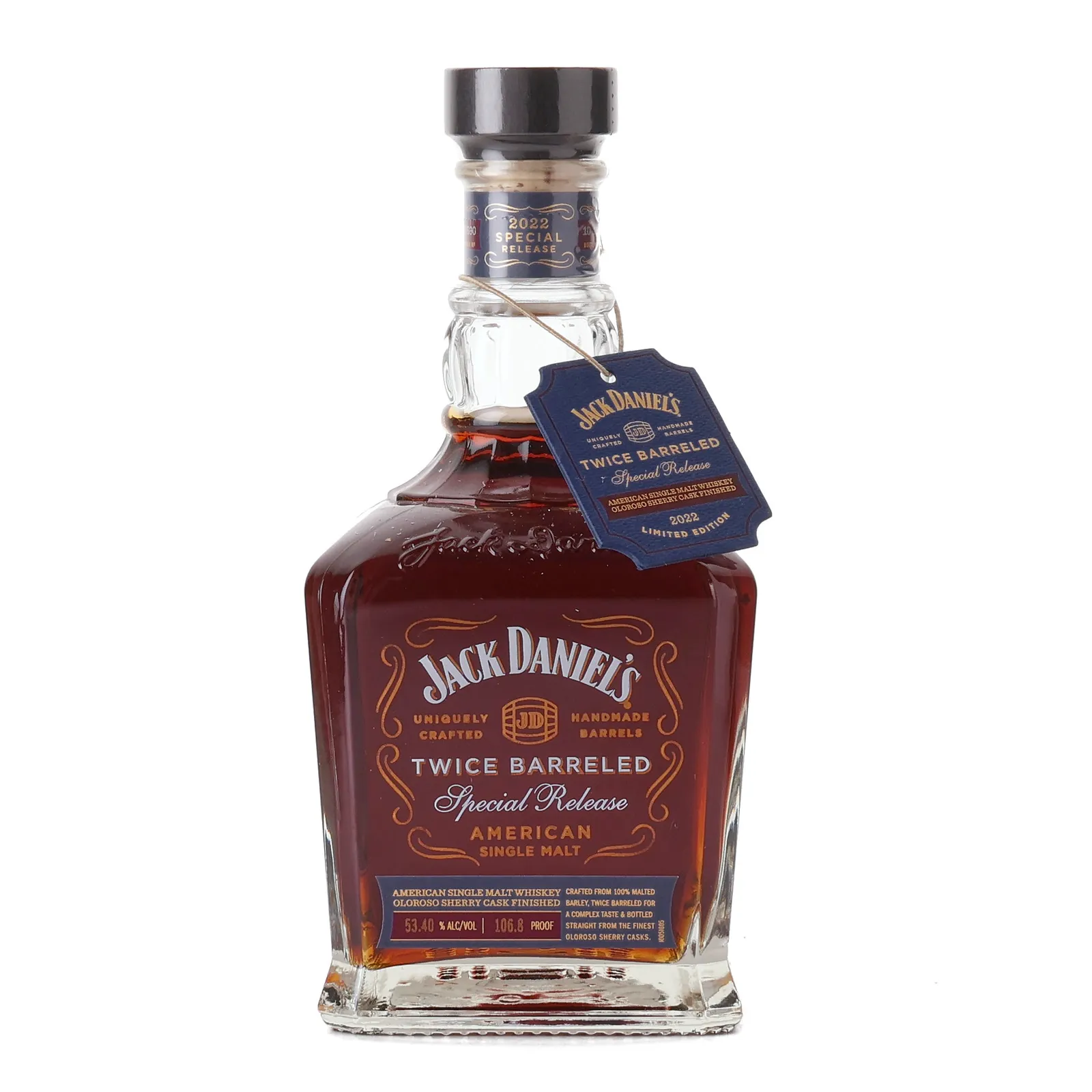 Jack Daniel's Twice Barreled American Single Malt Special Release 7 Year Old, American Oak & Oloroso Sherry Cask, 2022, 53.4% whisky bottle