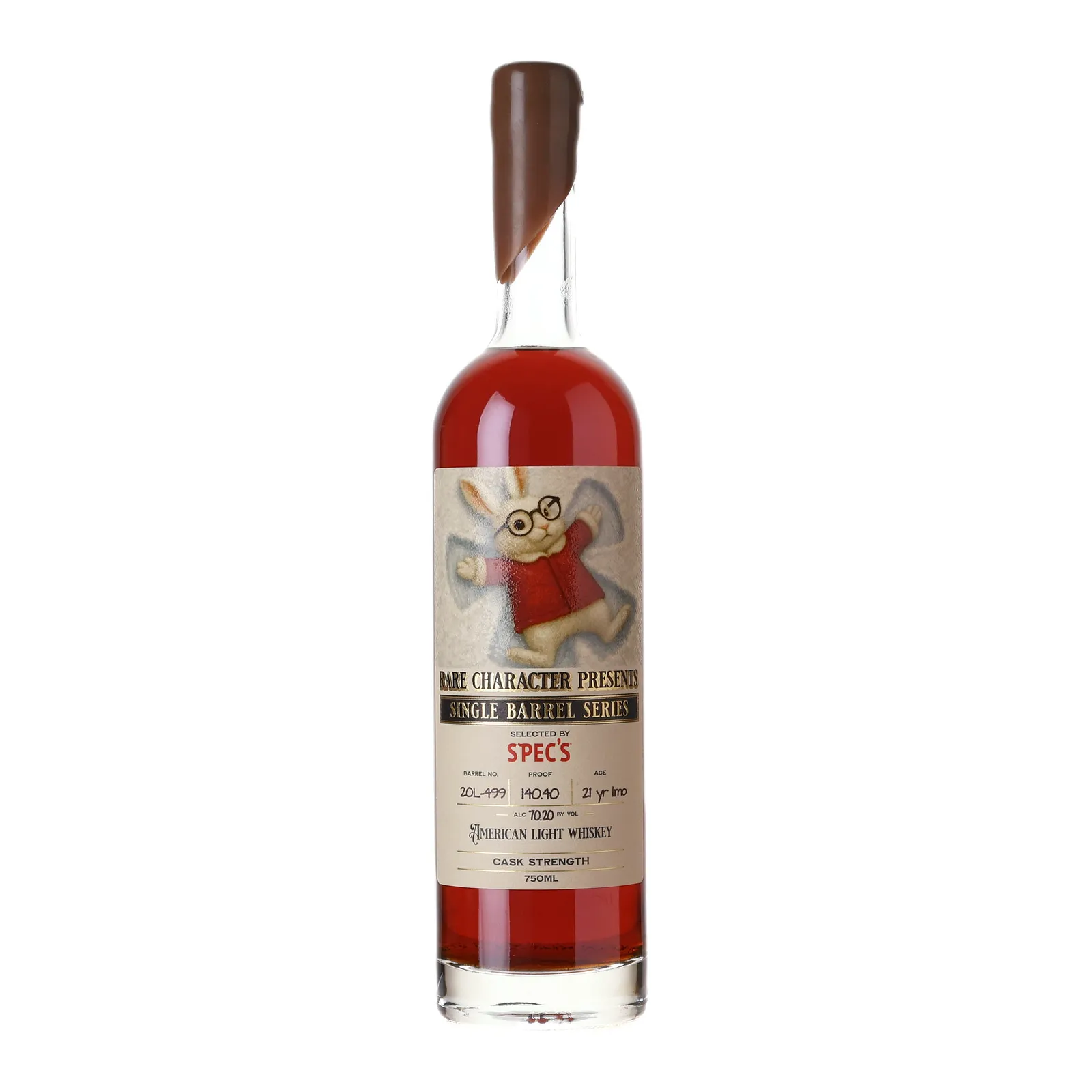Rare Character Single Barrel Series Spec's Private Barrel Selection 21 Year Old, Charred Oak Cask, Cask #20L-499, 2004, Rare Character, 70.2% whisky bottle