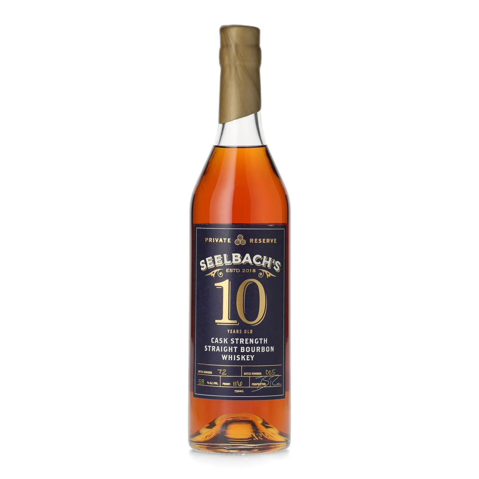 Seelbach's Private Reserve 10 Year Old, Batch No. 005, Seelbach's, 58% whisky bottle