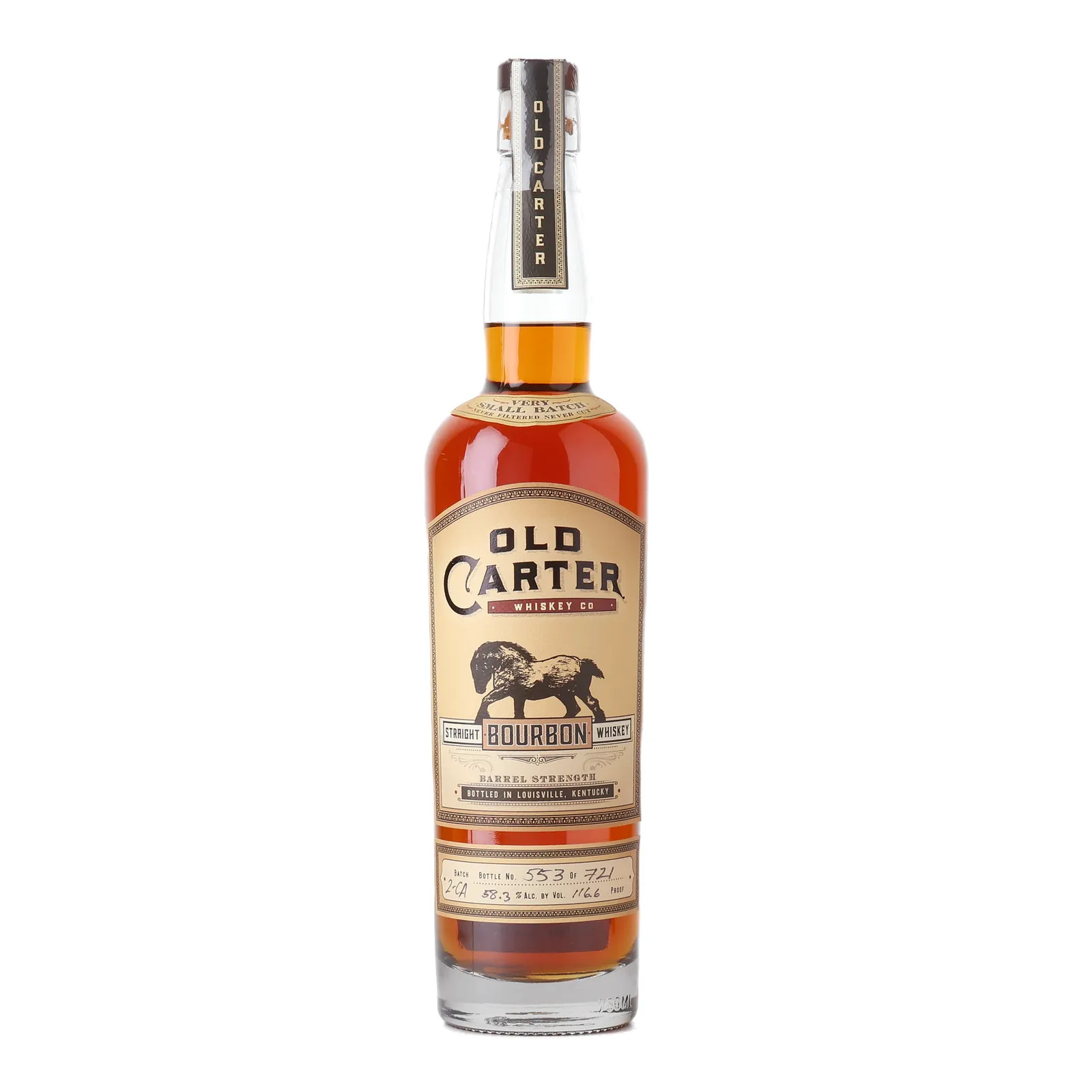 Old Carter Very Small Batch No. Straight Bourbon, Batch No. 2-CA, Old Carter, 58.3% whisky bottle