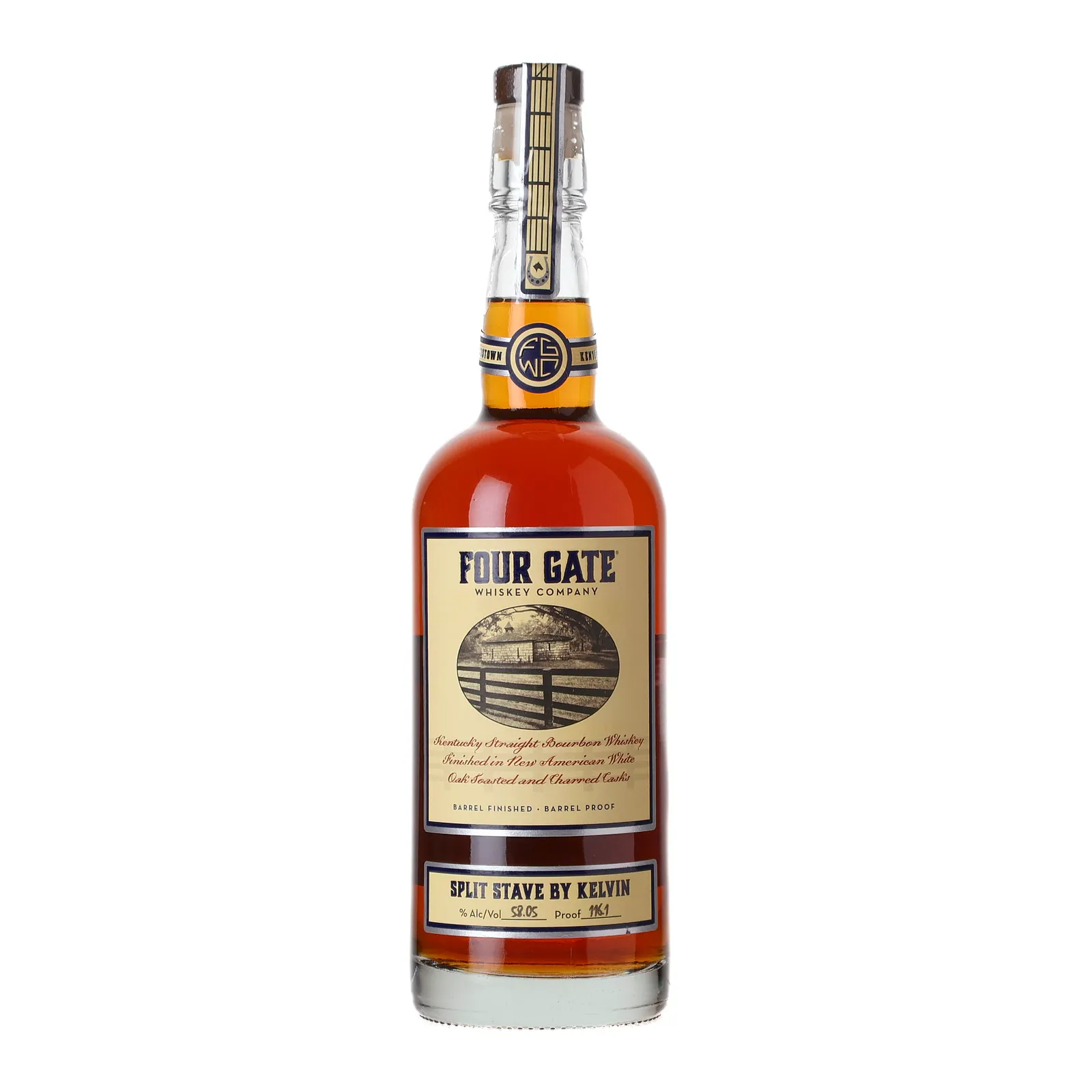 Four Gate Split Stave by Kelvin, New American White Oak Cask, 58.05% whisky bottle