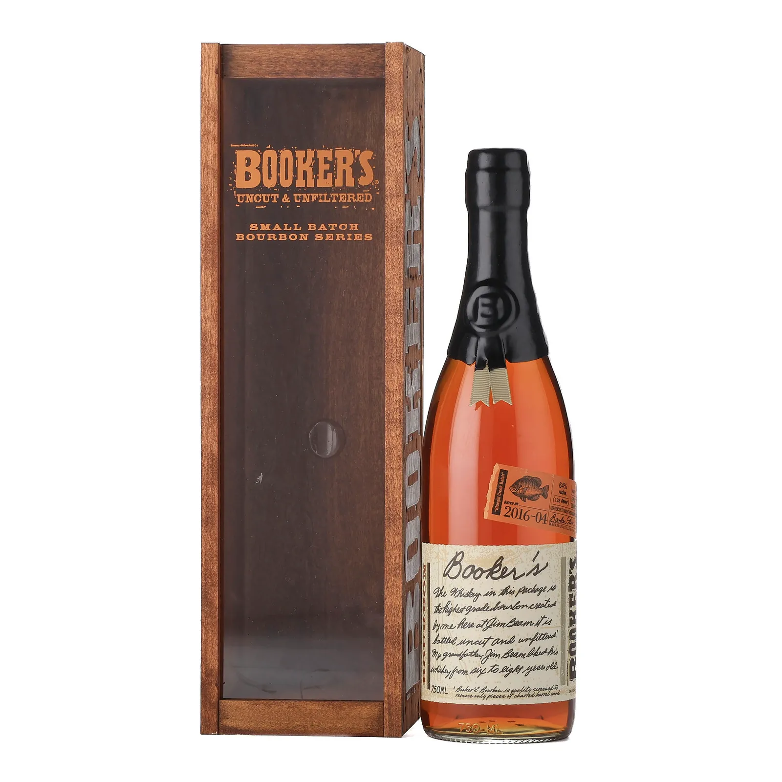 Booker's Bluegill Creek Batch No. 6 Year Old, Batch No. 2016-04, 2016, 64% whisky bottle
