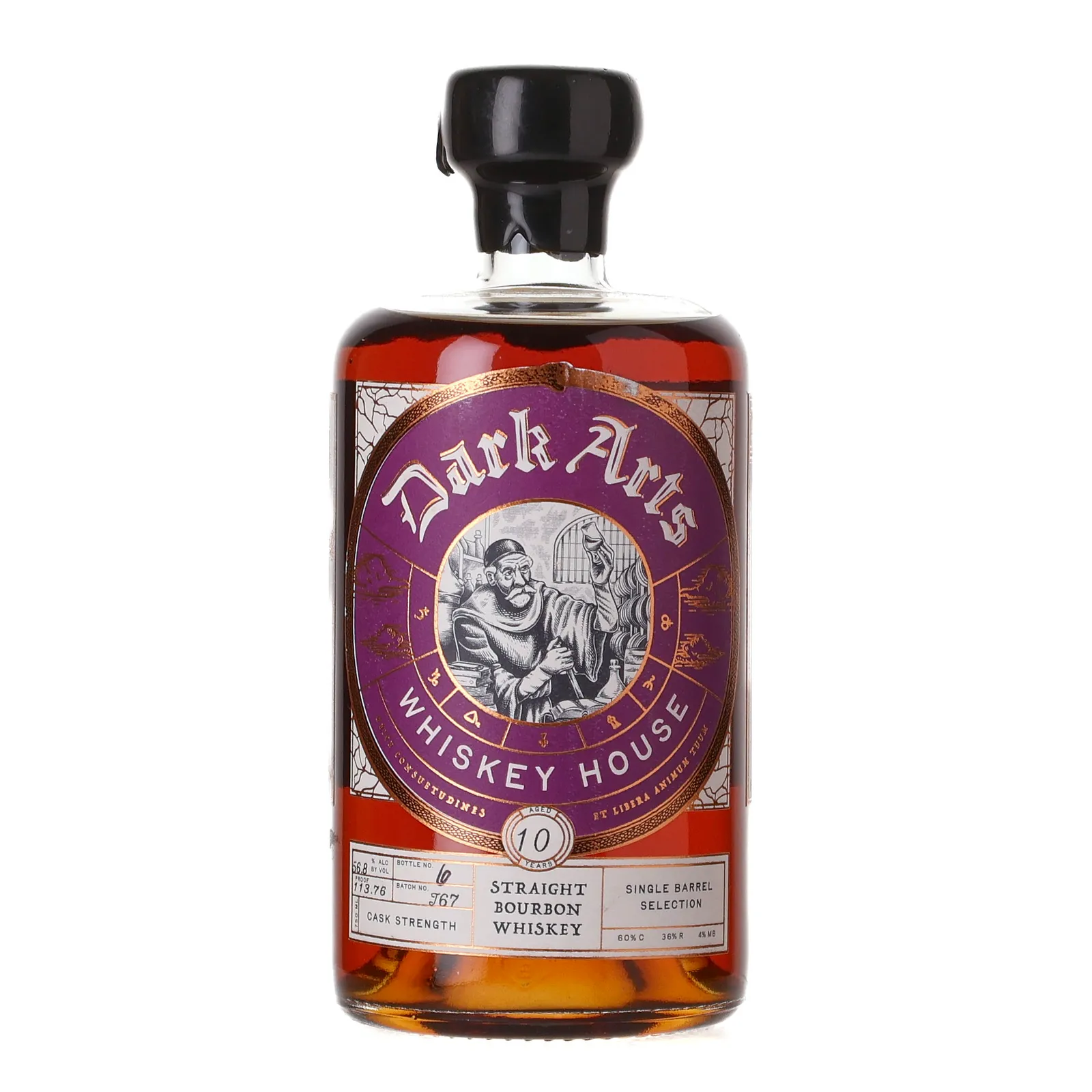 Dark Arts Whiskey House Rhody Barrel Brotherhood Cask Strength Bourbon 10 Year Old, New Charred Oak Cask, Batch No. T67, 56.9% whisky bottle