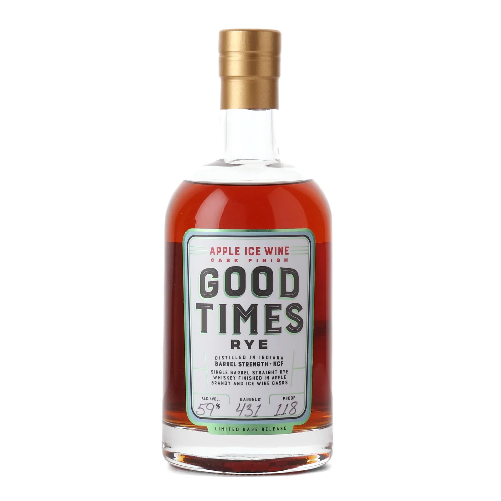Good Times Apple Ice Wine Cask Finish Barrel Strength Rye, Apple Brandy & Ice Wine Cask, Cask #431, 59% whisky bottle