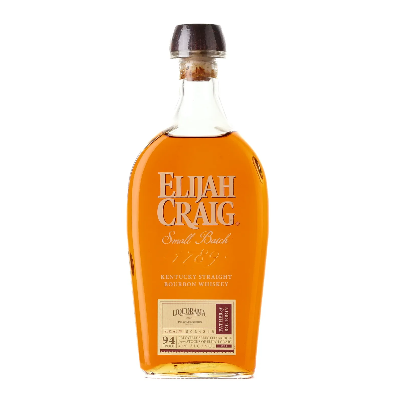 Elijah Craig Small Batch No. Bourbon, Cask #5024345, Liquorama, 47% whisky bottle