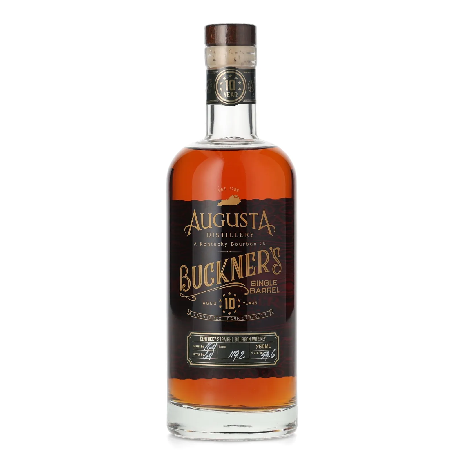 Augusta Distillery Buckner's Single Barrel 10 Year Old, Cask #164, 59.6% whisky bottle