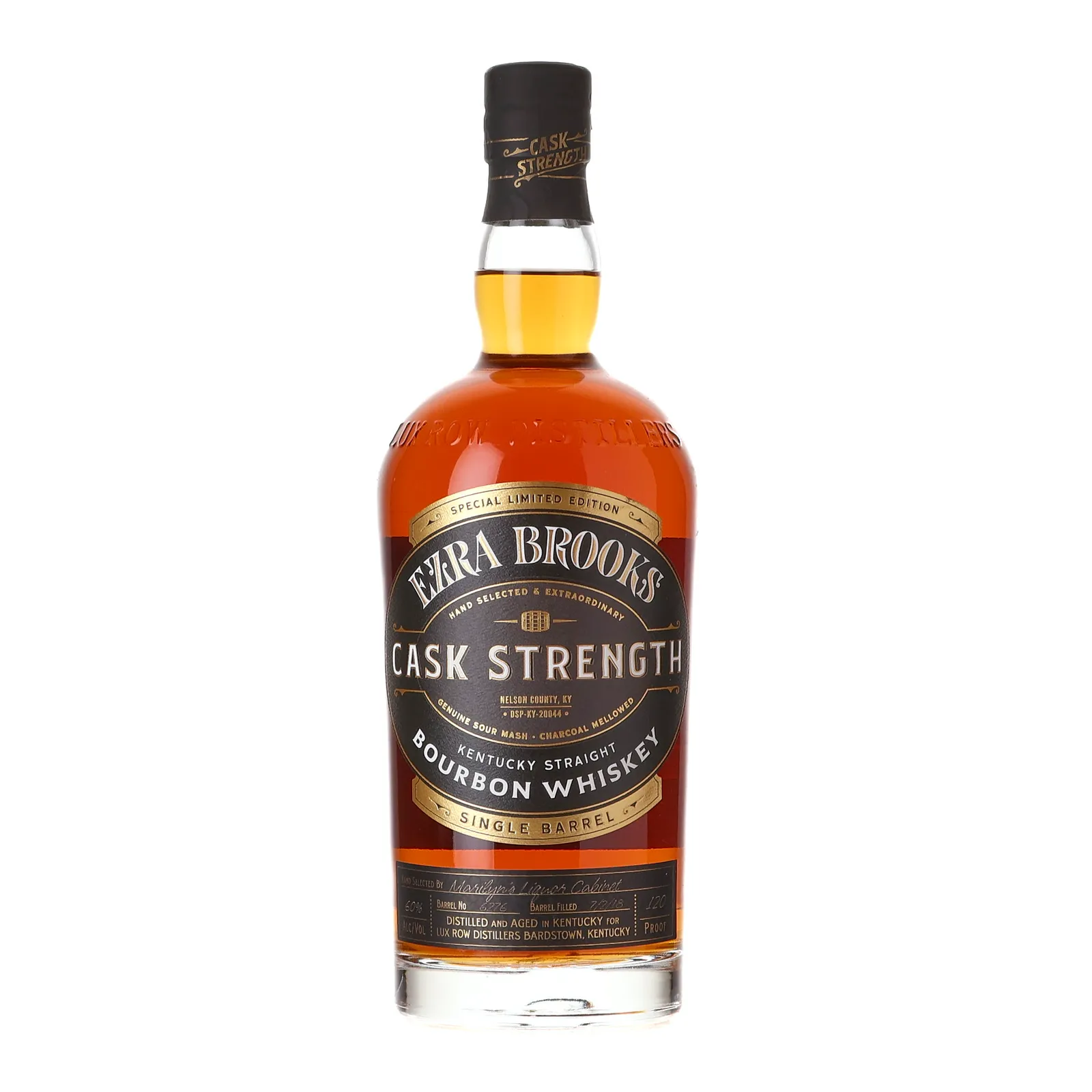 Ezra Brooks Cask Strength Single Barrel Marilyn's Liquor Cabinet Private Barrel Selection, Cask #6376, 60% whisky bottle