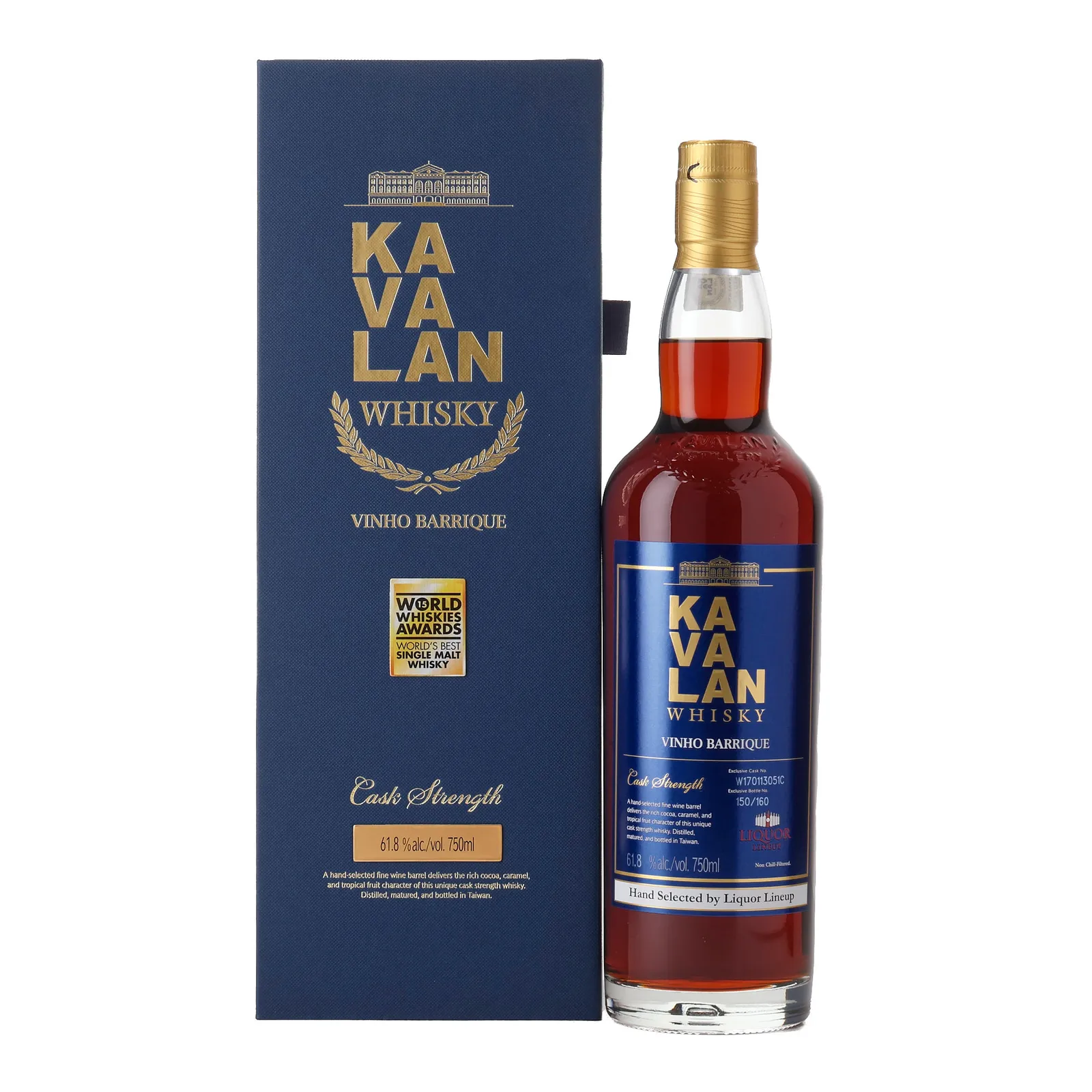 Kavalan Vinho Barrique Cask Strength, Wine Cask, Cask #W170113051C, Liquor Lineup, 61.8% whisky bottle