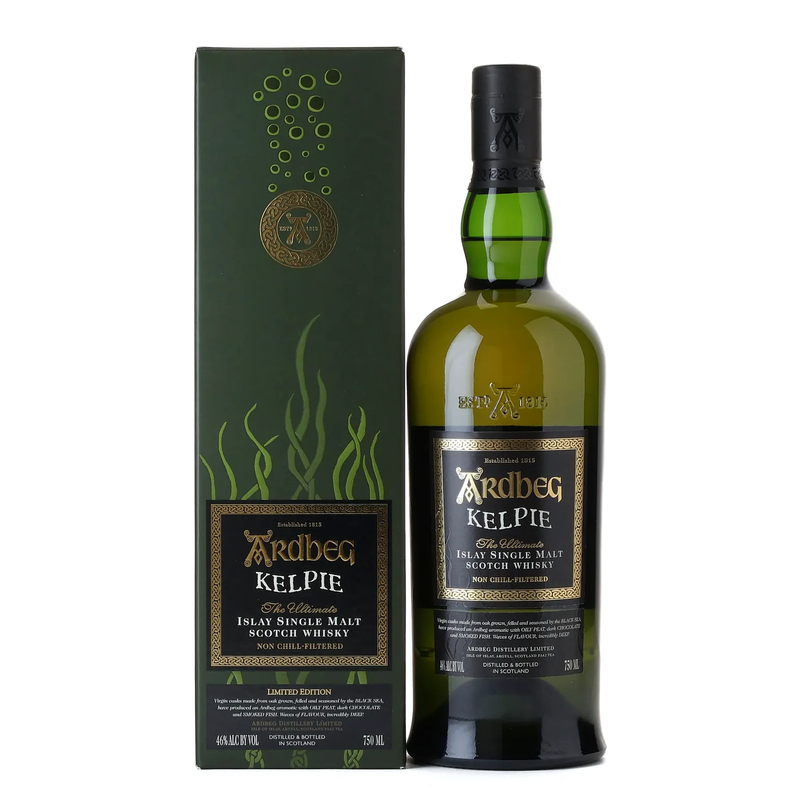 Ardbeg Kelpie, Virgin Oak Cask, 46% whisky bottle