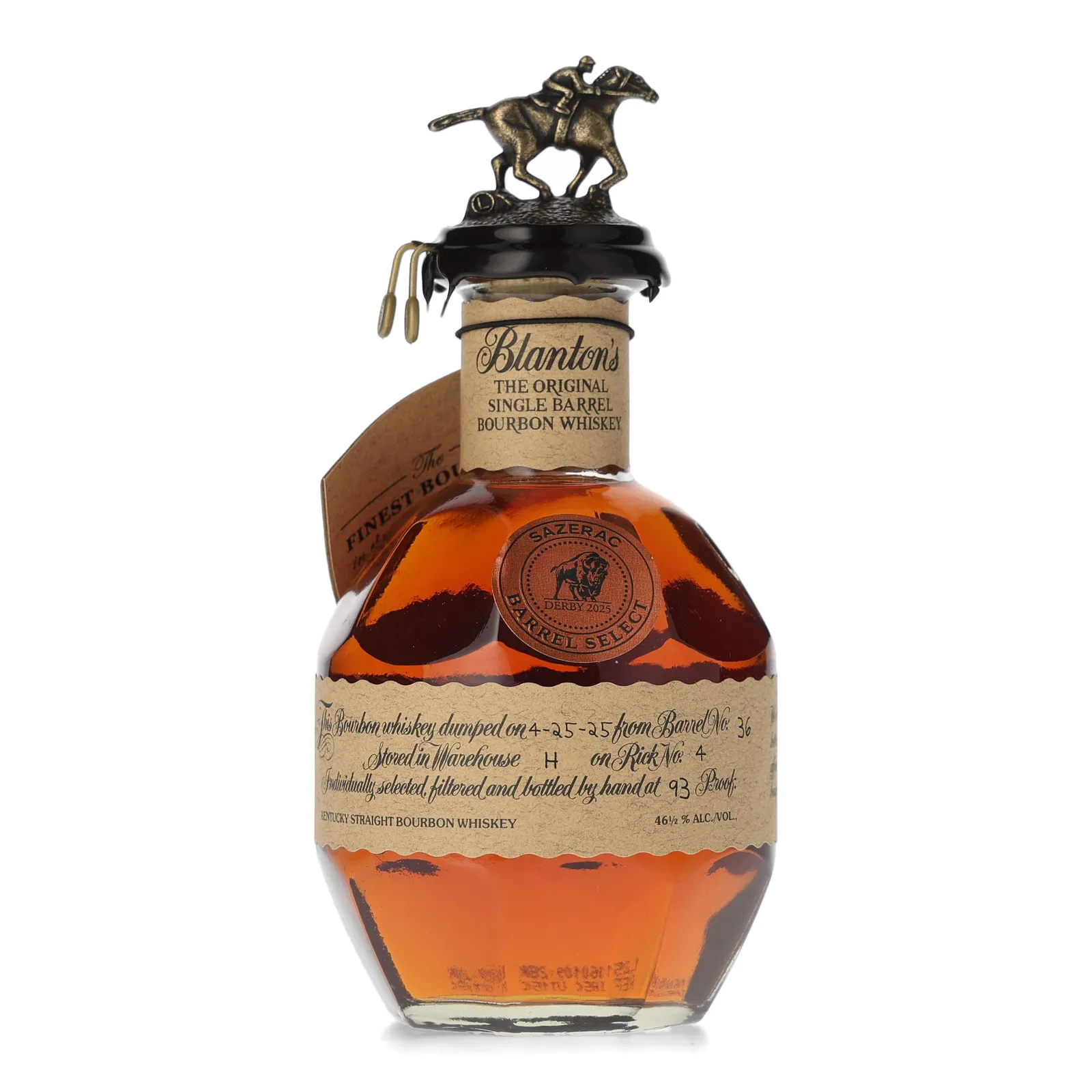 Blanton's The Original Single Barrel Sazerac Barrel Select 'Derby 2025', Bourbon Cask, Cask #36, 2025, 46.5% whisky bottle