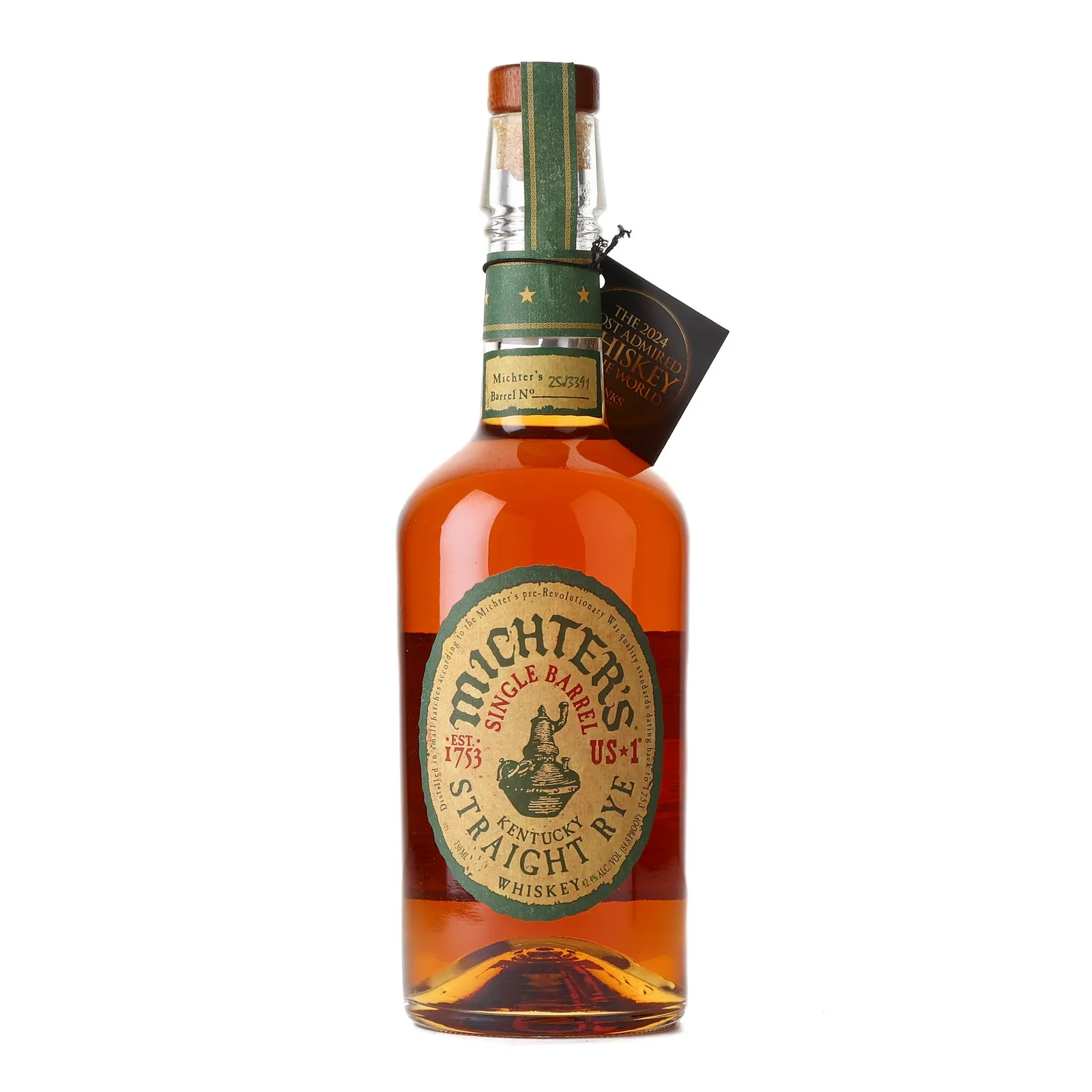Michter's US*1 Single Barrel Kentucky Straight Rye, Barrel Cask, Cask #25J3391, 42.4% whisky bottle