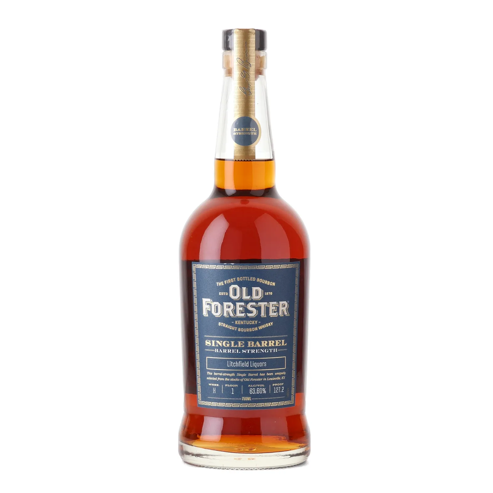 Old Forester Single Barrel Barrel Strength 'Litchfield Liquors' Private Barrel Selection, Bourbon Cask, 63.6% whisky bottle