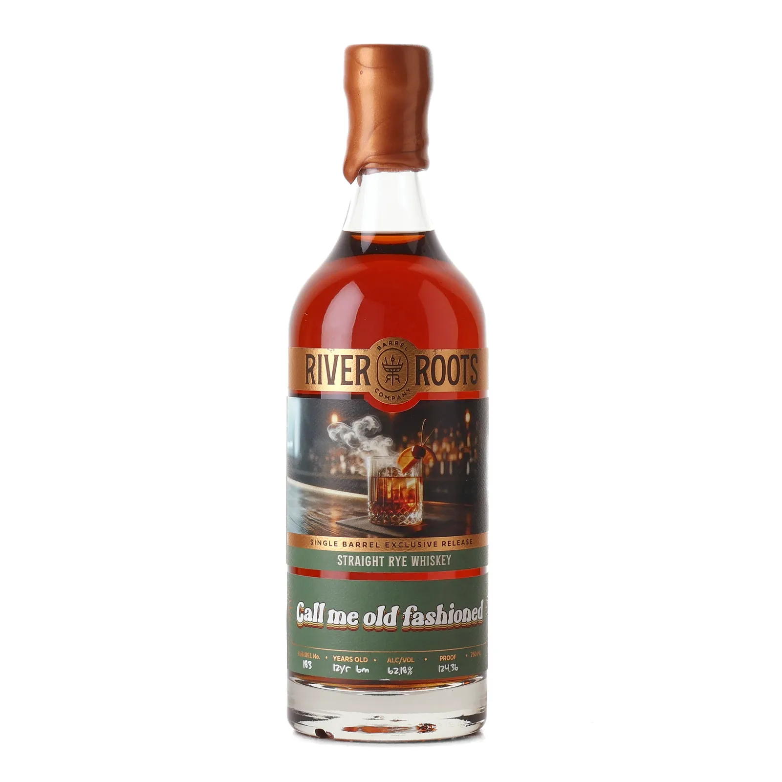 River Roots Call Me Old Fashioned Private Barrel Selection 12 Year Old, New Charred Oak Cask, Cask #193, River Roots Distilling Co., 62.2% whisky bottle