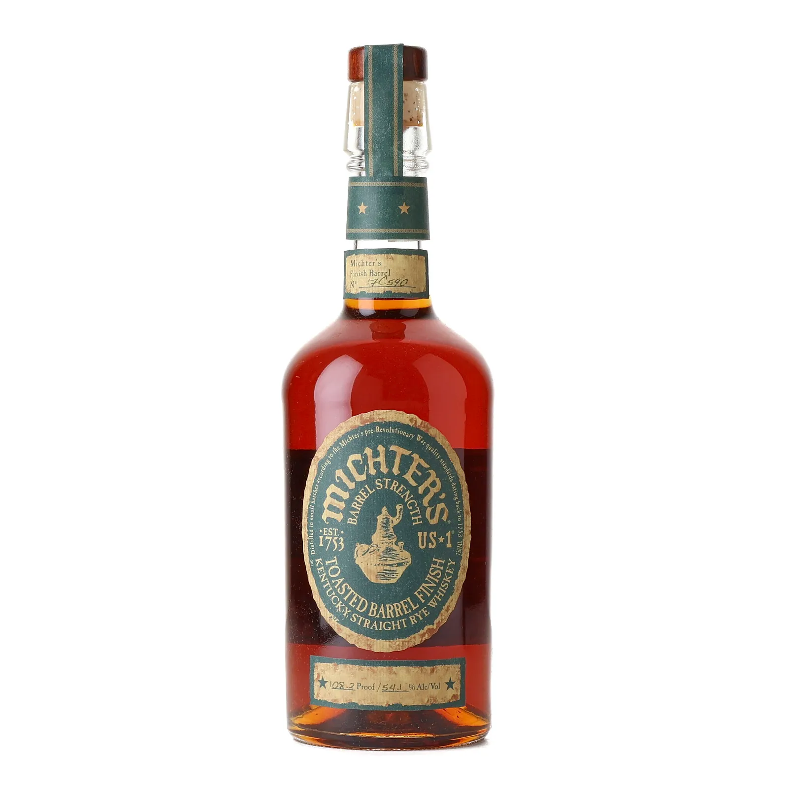 Michter's US*1 Toasted Barrel Finish Straight Rye, Toasted Oak Cask, Cask #17C590, 2017, 54.1% whisky bottle