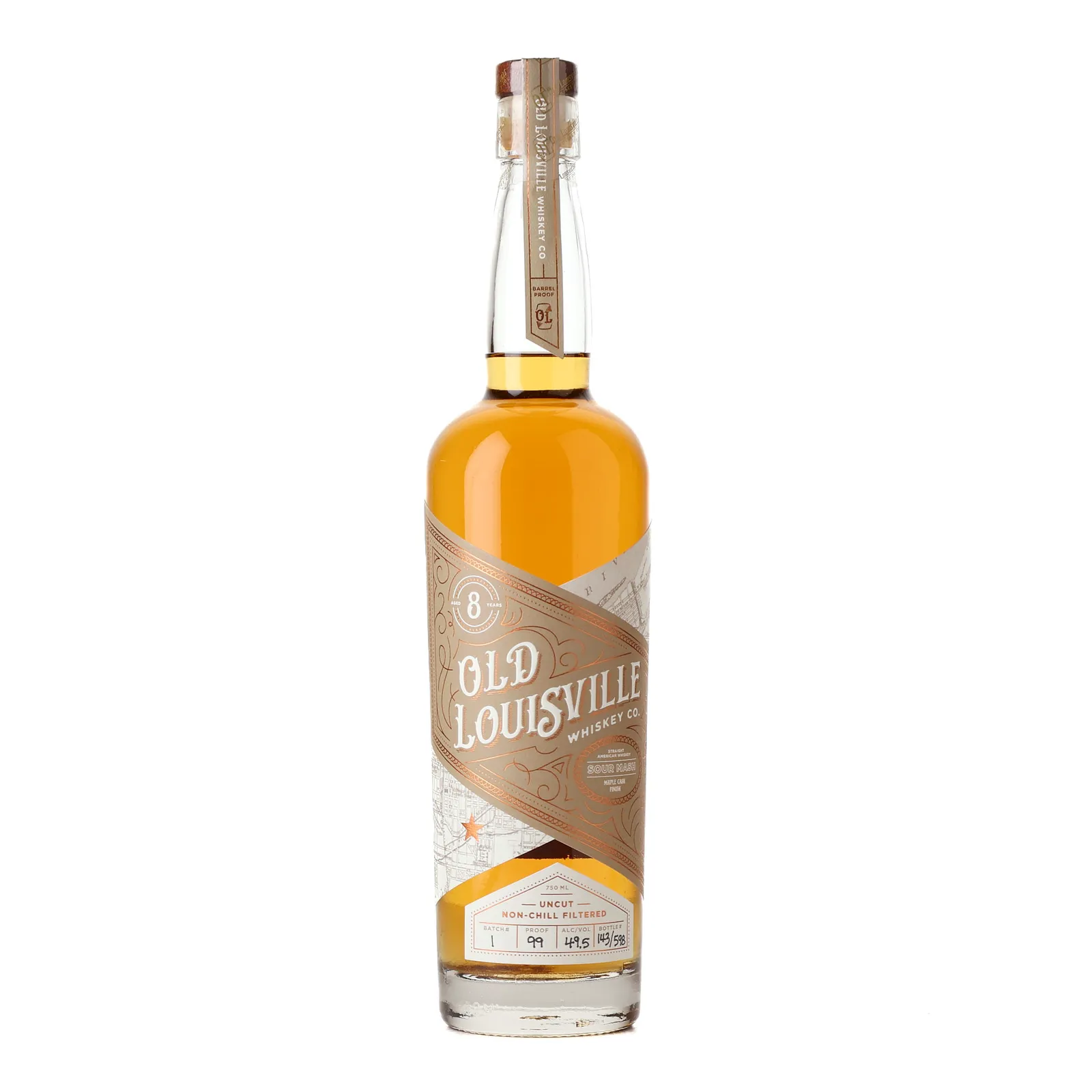 Old Louisville Sour Mash 8 Year Old, Maple Cask, Batch No. 1, 49.5% whisky bottle