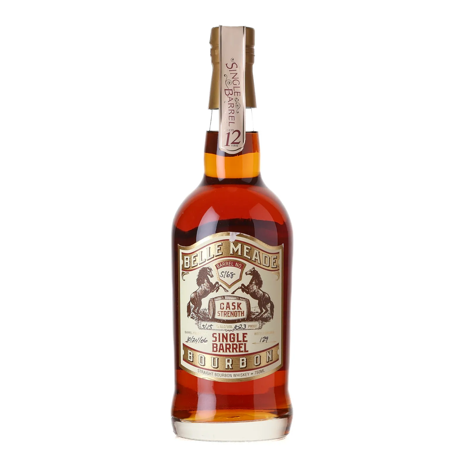 Belle Meade Cask Strength Single Barrel 12 Year Old, Bourbon Cask, Cask #5168, 2006, Nelson's Green Brier Distillery, 51.15% whisky bottle