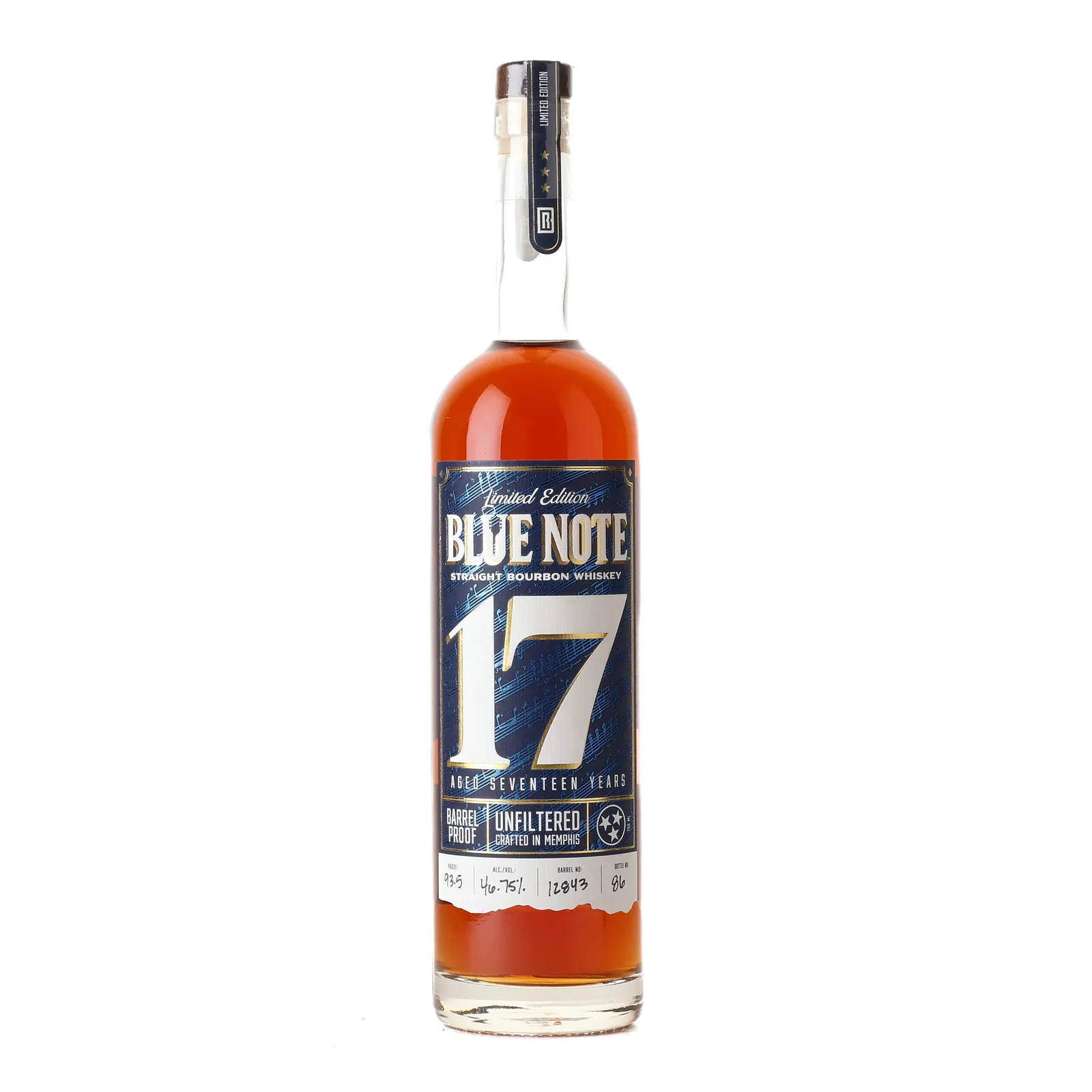 Blue Note 17 Year Old, New Charred American Oak Cask, Cask #12843, 46.8% whisky bottle
