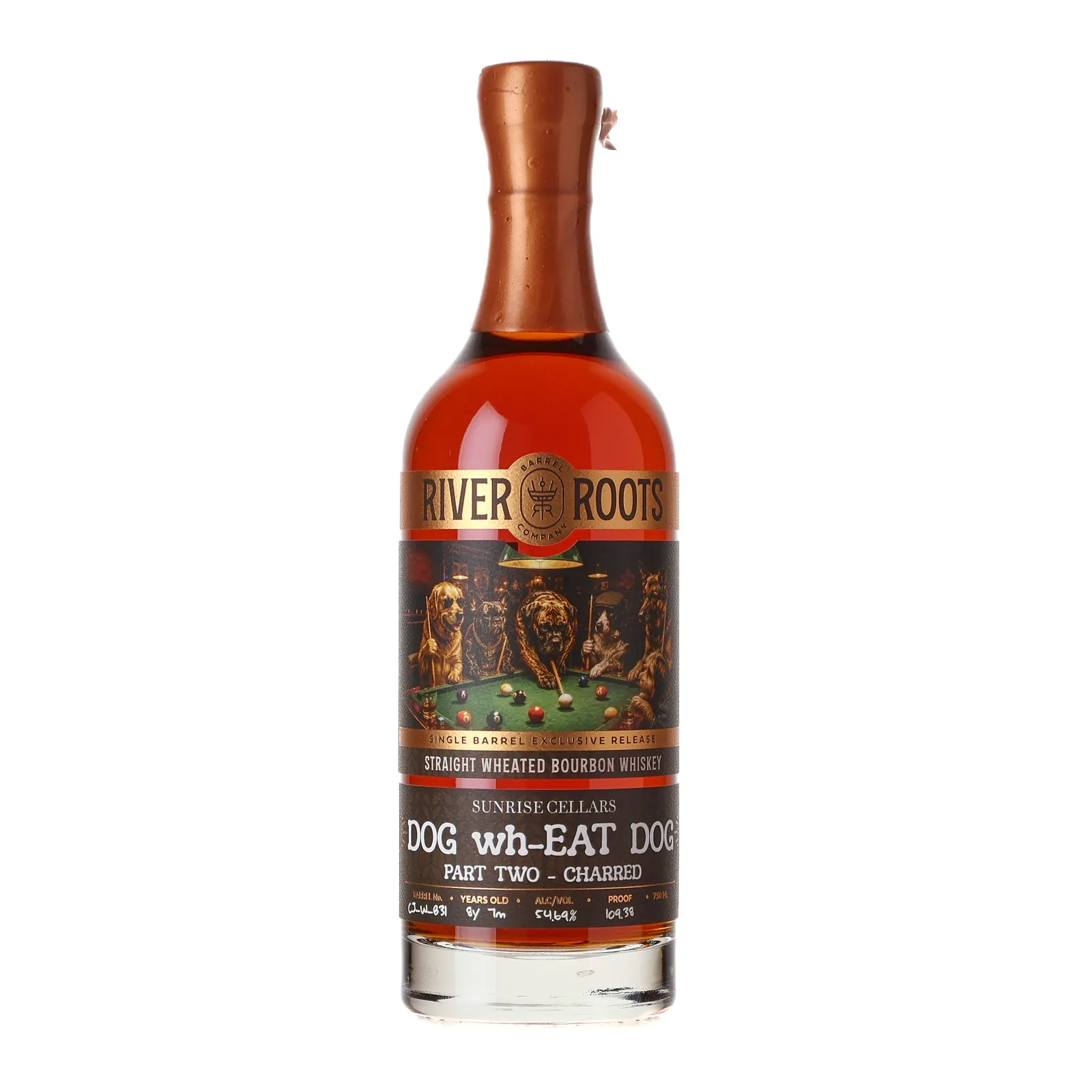 River Roots Dog Wh-Eat Dog Part Two - Charred 8 Year Old, Charred Cask, Cask #CJ-W-B31, 54.7% whisky bottle