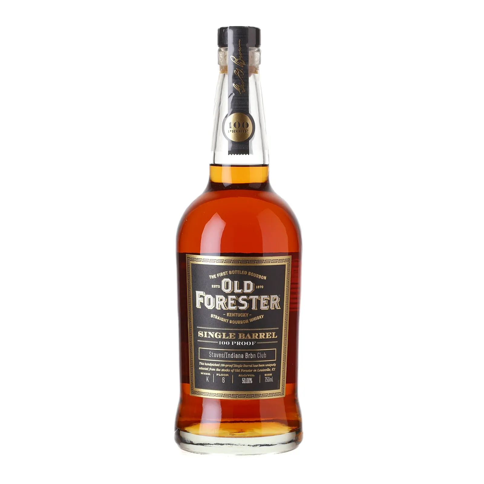 Old Forester Single Barrel 100 Proof Staves/Indiana Bourbon Club, 50% whisky bottle