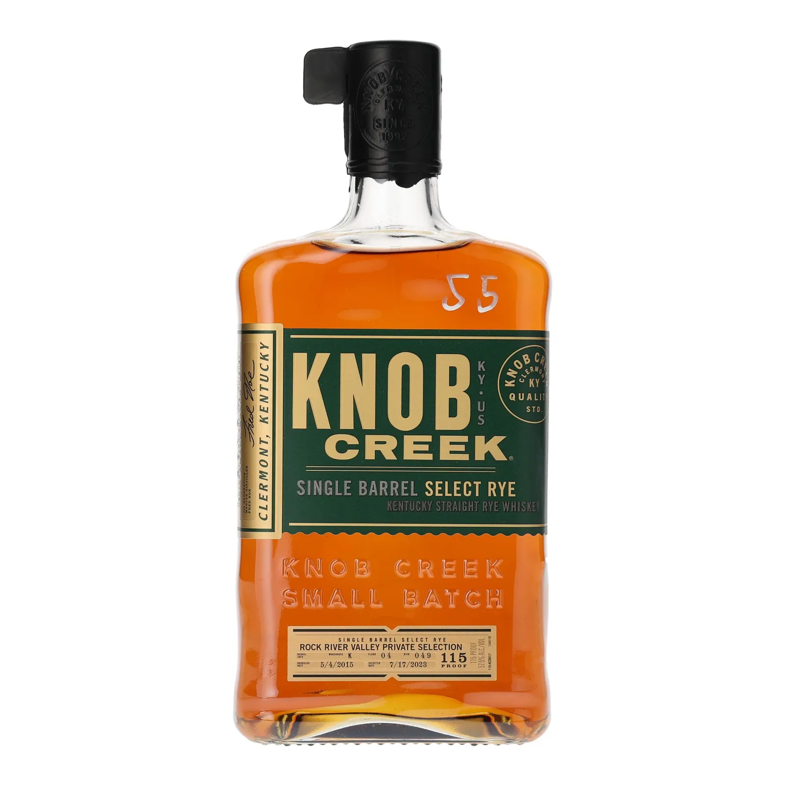 Knob Creek Rock River Valley Private Barrel Selection, New Charred Oak Cask, 2015, 2023, 57.5% whisky bottle