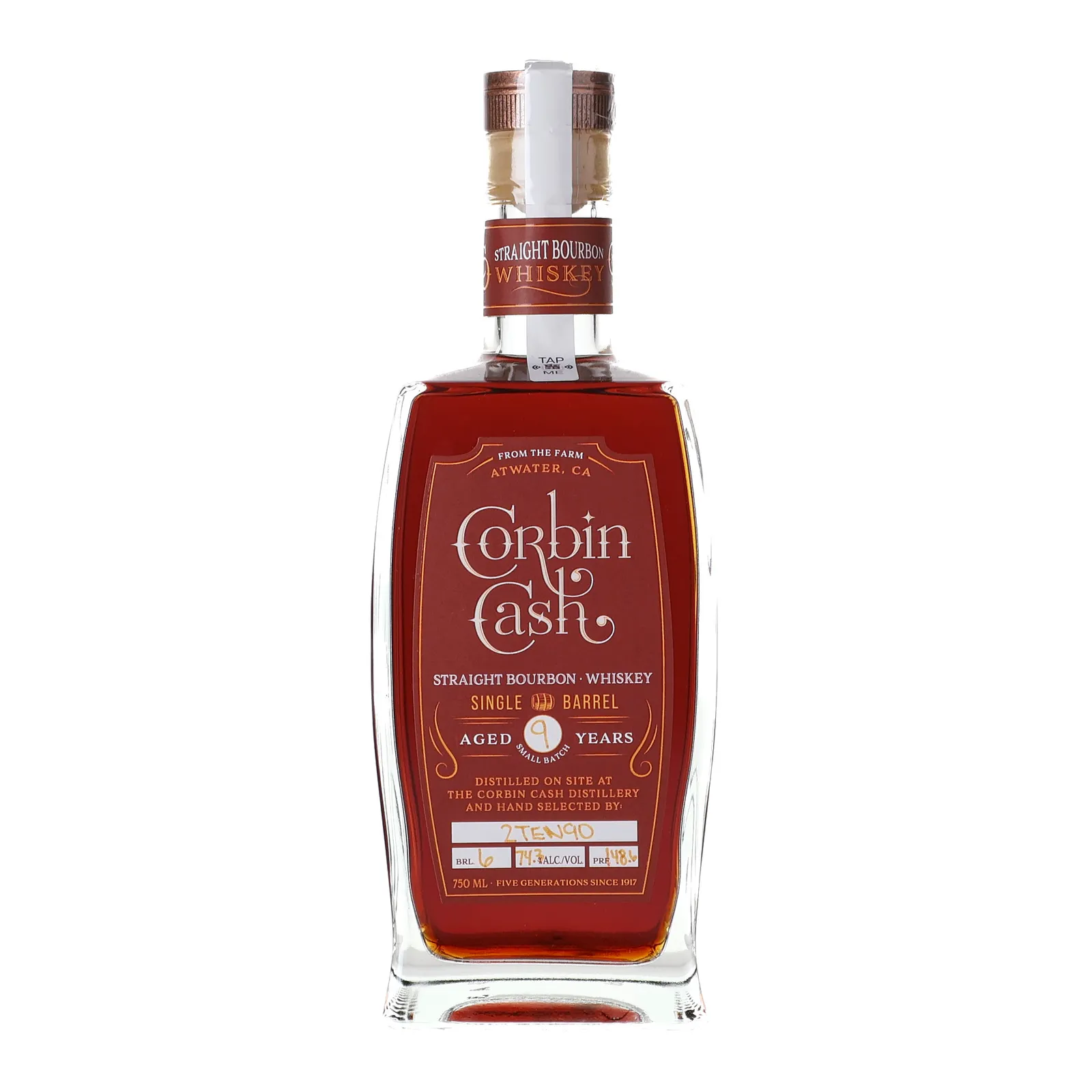 Corbin Cash Single Barrel 9 Year Old, Cask #6, 74.3% whisky bottle