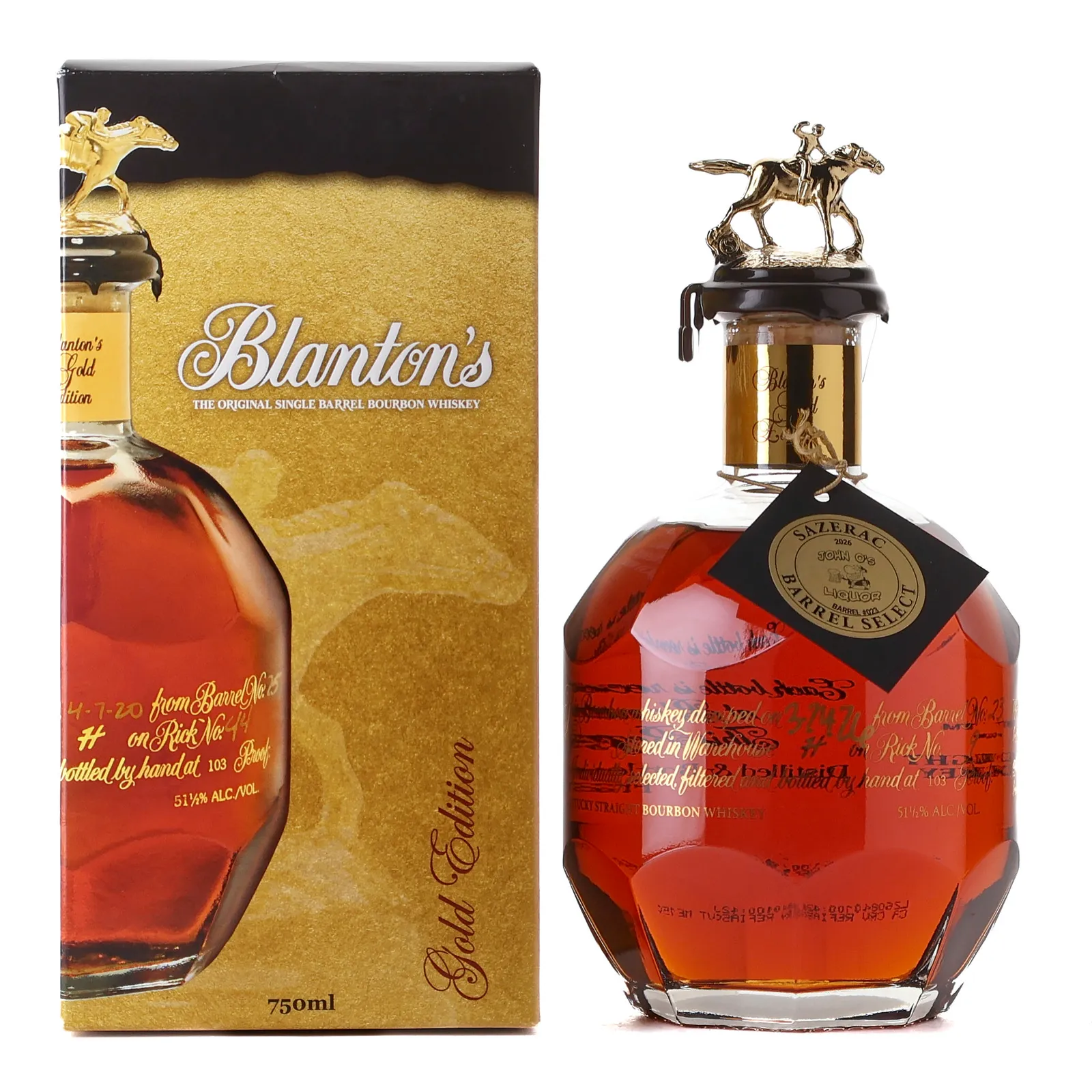 Blanton's Gold Edition Single Barrel Bourbon, Cask #23, John O's Liquor, 51.5% whisky bottle