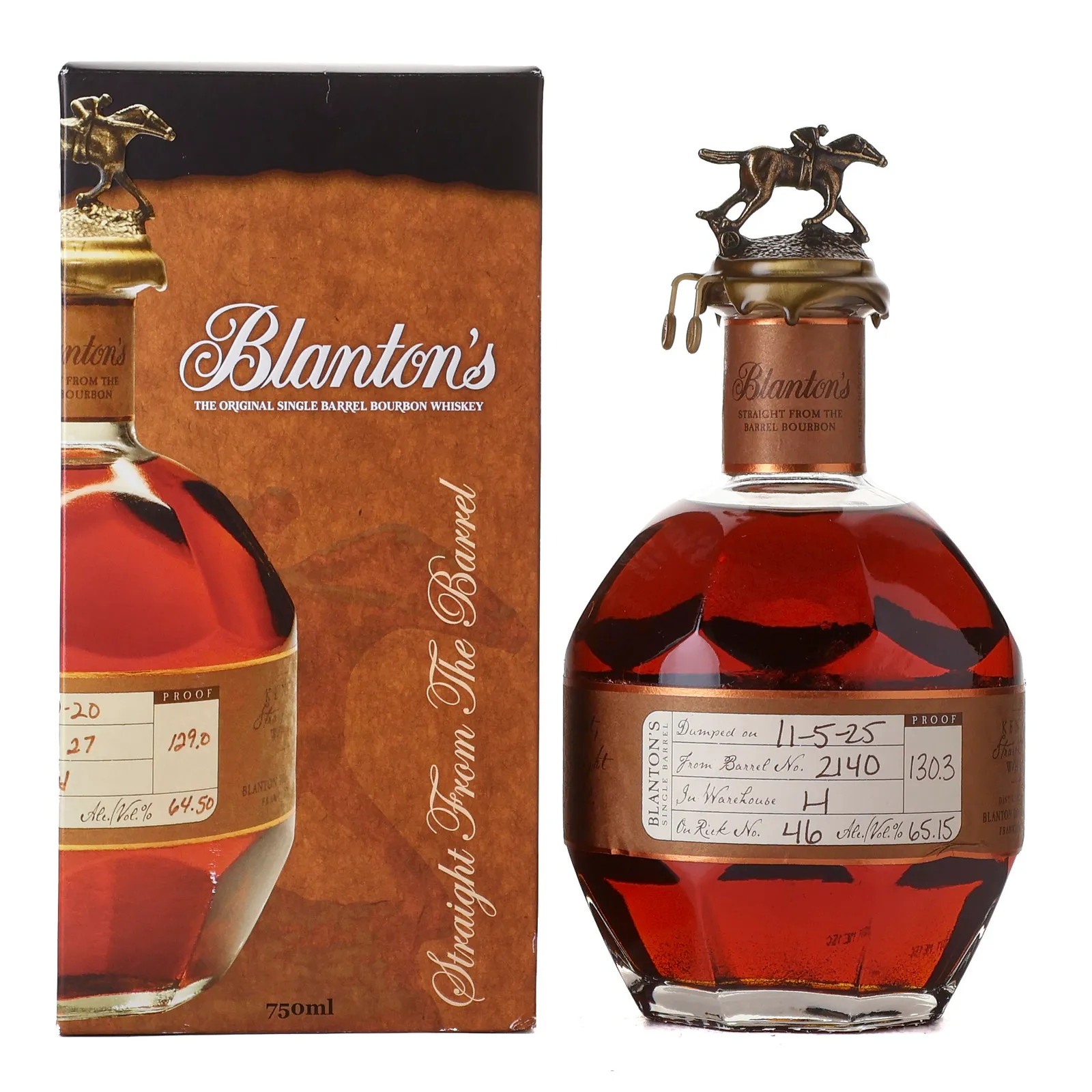 Blanton's Straight From The Barrel Bourbon, Cask #2140, 2025, 65.15% whisky bottle