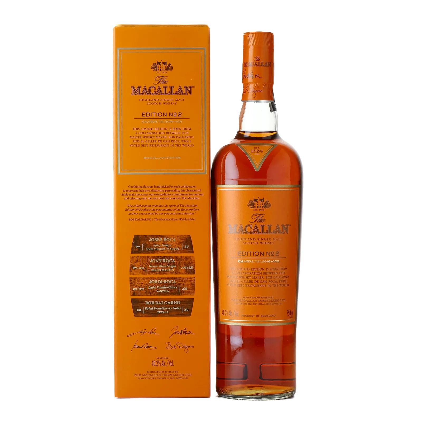 Macallan Edition No. 2, Batch No. C4.V372.T21.2016-002, 48.2%, 75cl whisky bottle