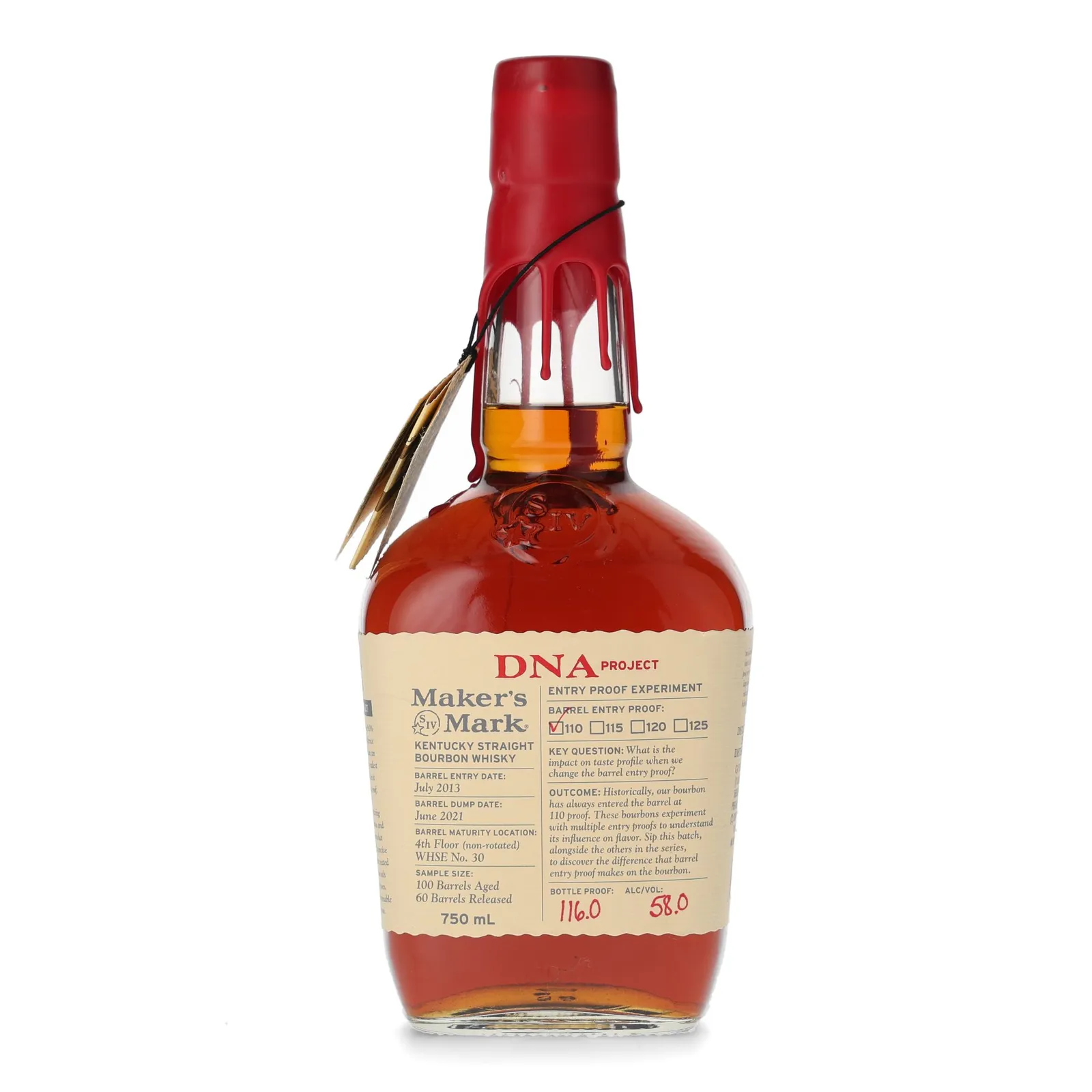 Maker's Mark DNA Project Entry Proof Experiment 110 Proof 8 Year Old, 2021, 58% whisky bottle