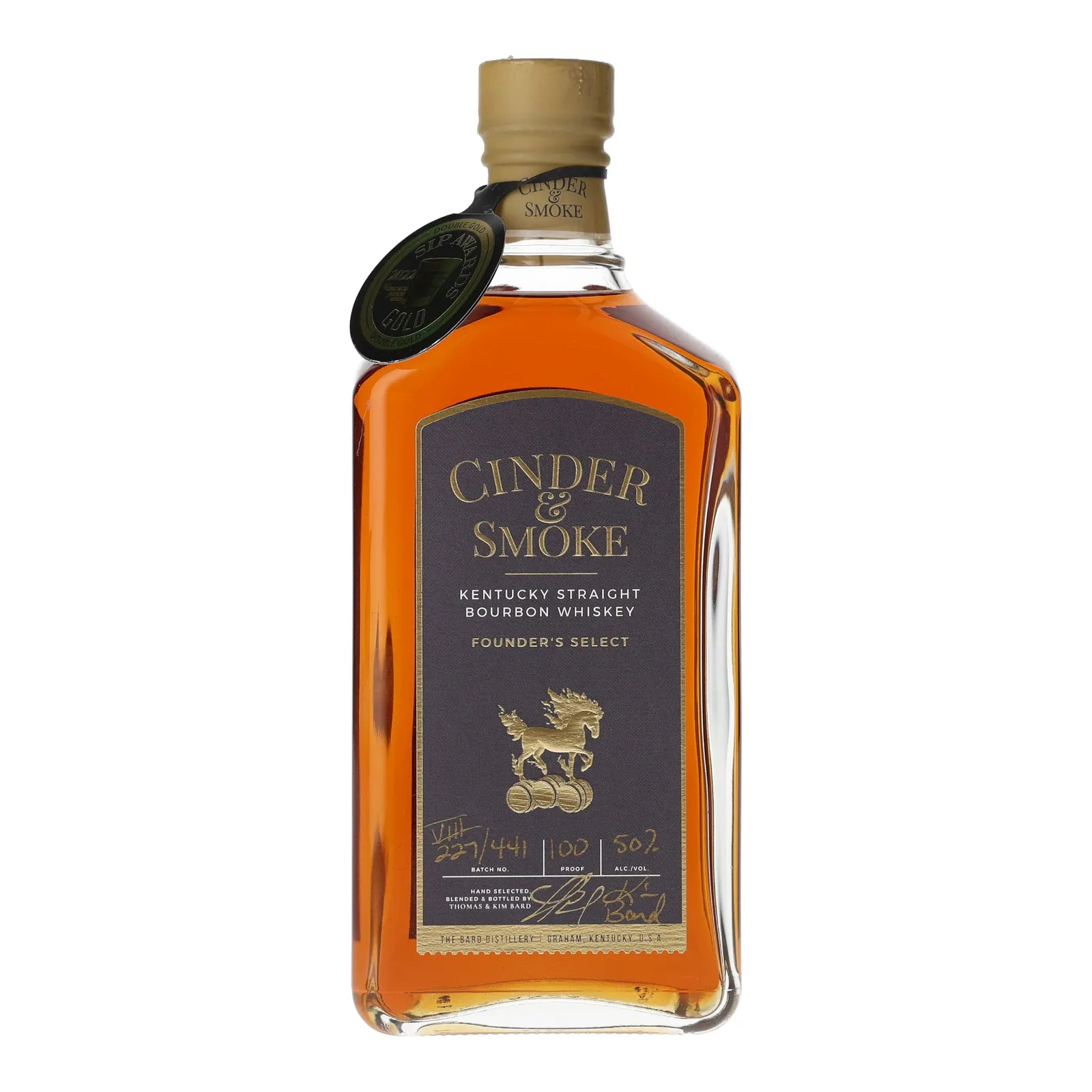 Cinder & Smoke Founder's Select, Bourbon Cask, Batch No. 8, The Bard Distillery, 50% whisky bottle