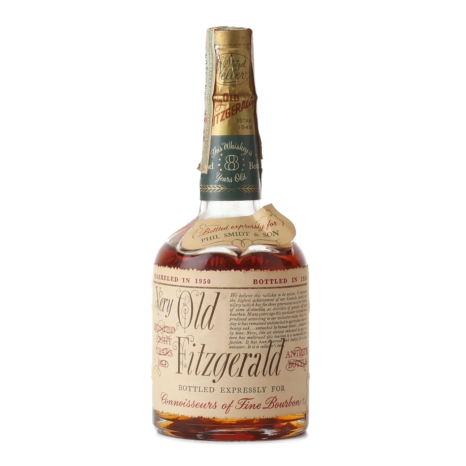Old Fitzgerald Very Old 8 Year Old, 1958, 50% whisky bottle
