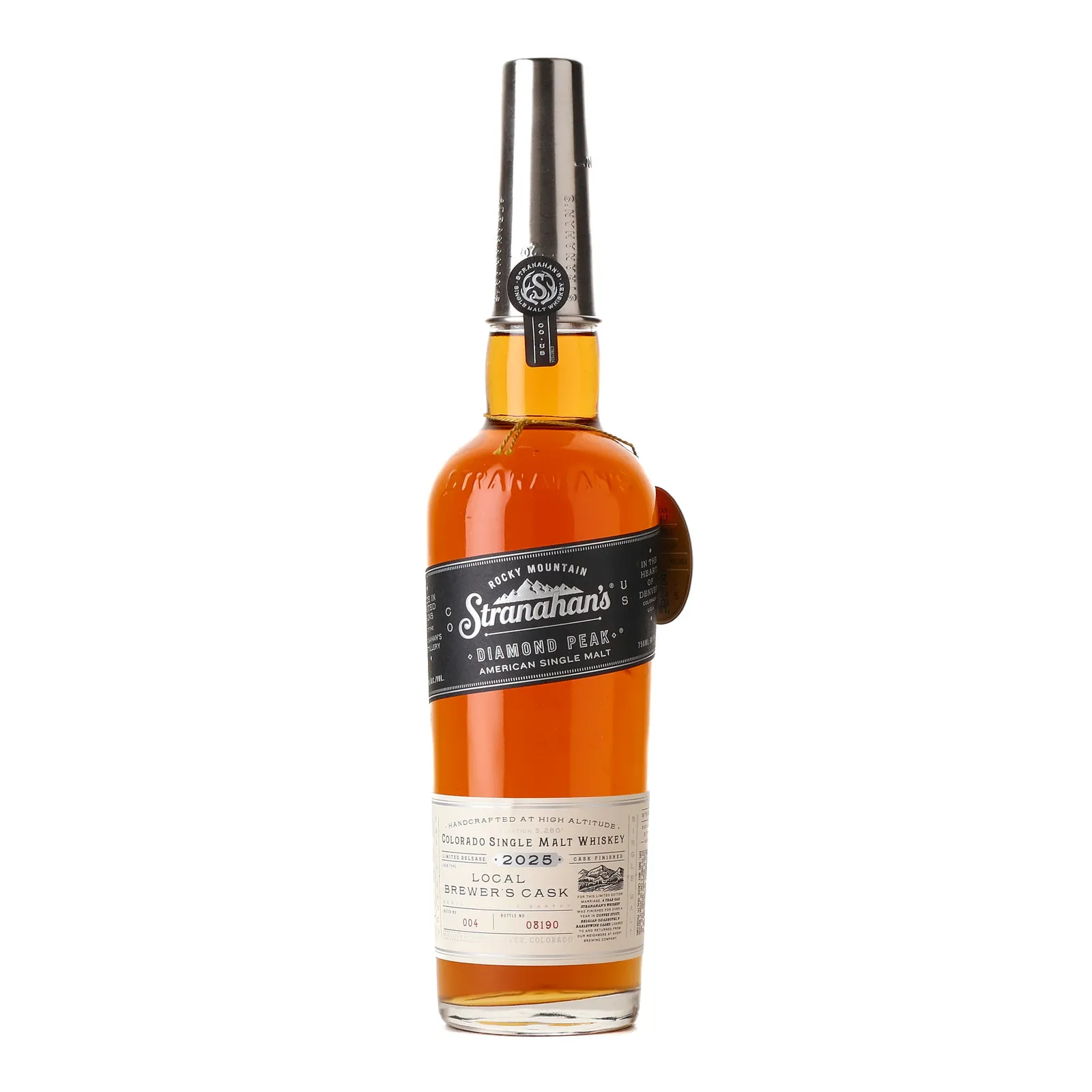 Stranahan's Diamond Peak: Local Brewer's Cask #6 Year Old, Beer-Seasoned & New American Oak Cask, Batch No. 004, 2025, 45% whisky bottle