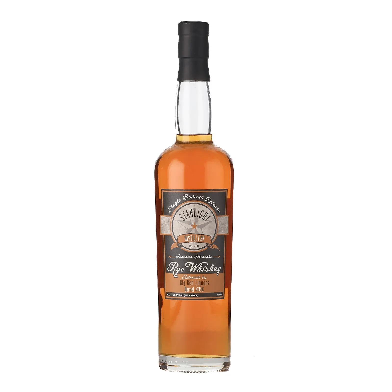 Starlight Rye 'Big Red Liquors' Private Barrel Selection 2 Year Old, New American Oak Cask, Cask #1356, 57.9% whisky bottle