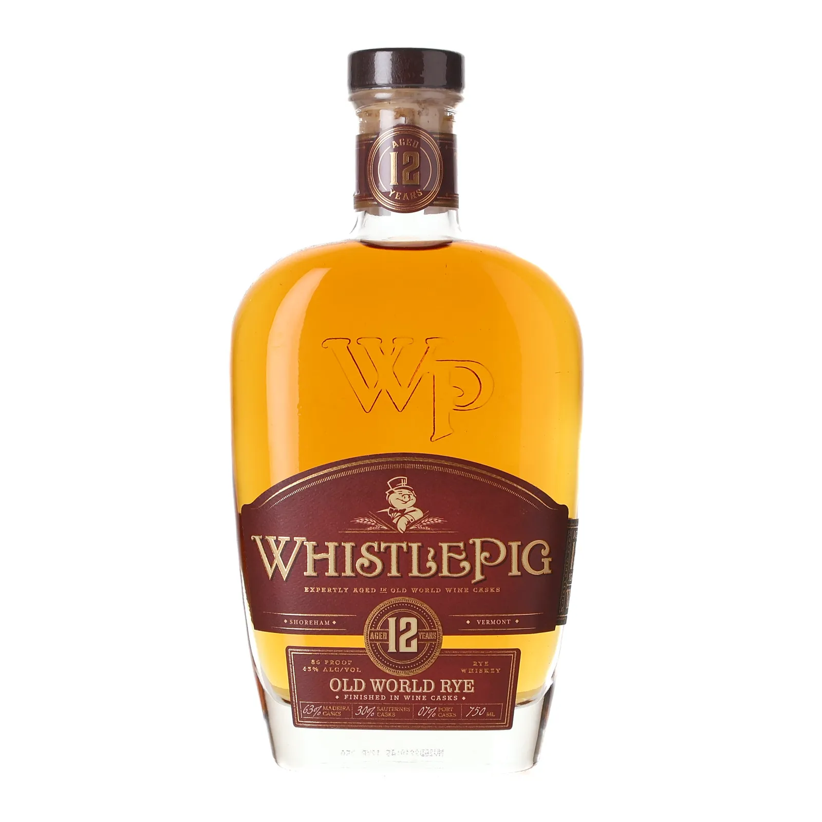 WhistlePig Old World Rye 12 Year Old, Madeira, Port & Sauternes Cask, 43%, 75cl whisky bottle