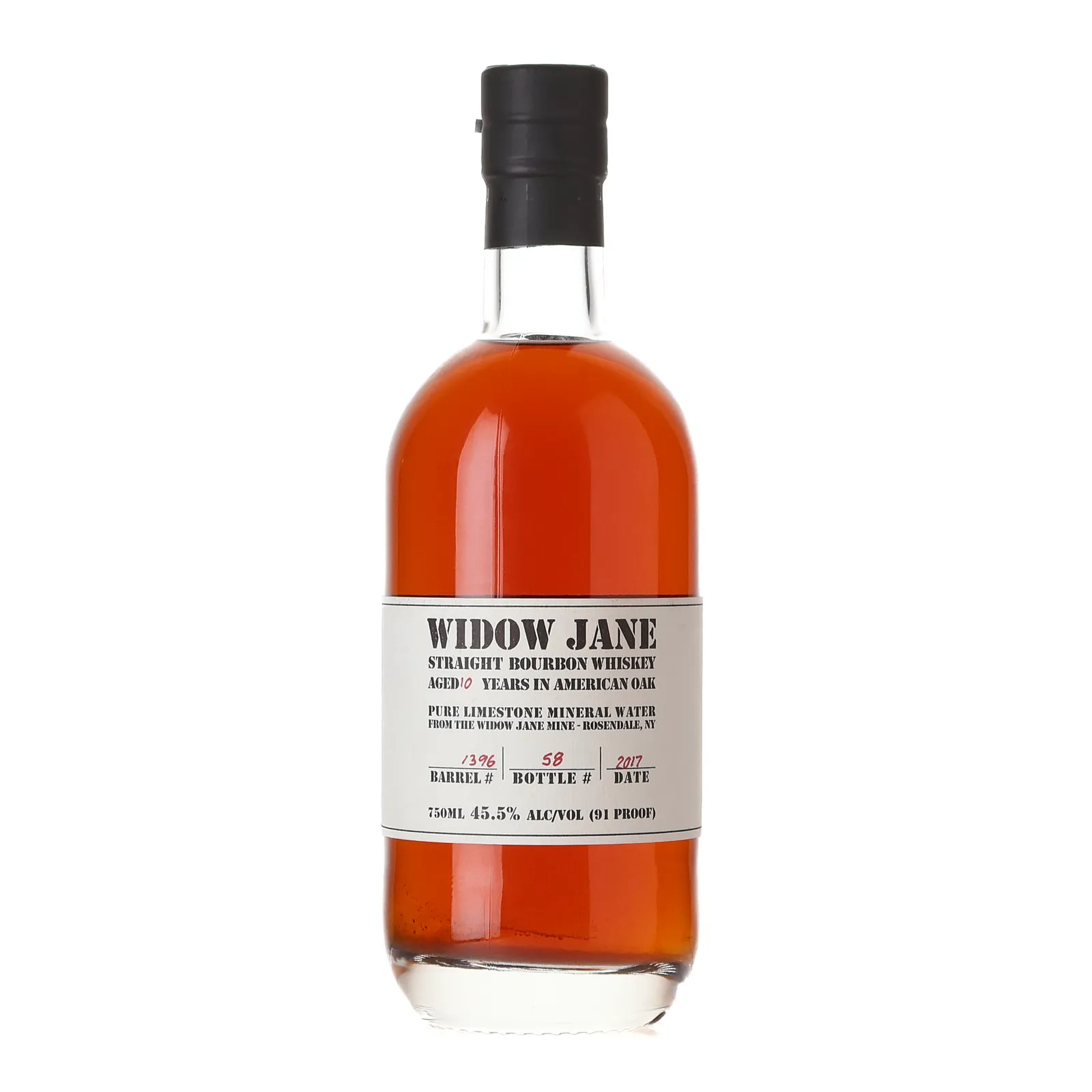 Widow Jane 10 Year Old, American Oak Cask, Cask #1396, 2017, 45.5% whisky bottle
