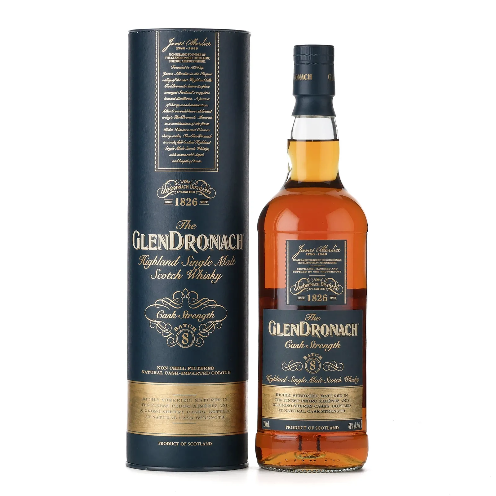 GlenDronach Cask Strength, Batch No. 8, 61% whisky bottle