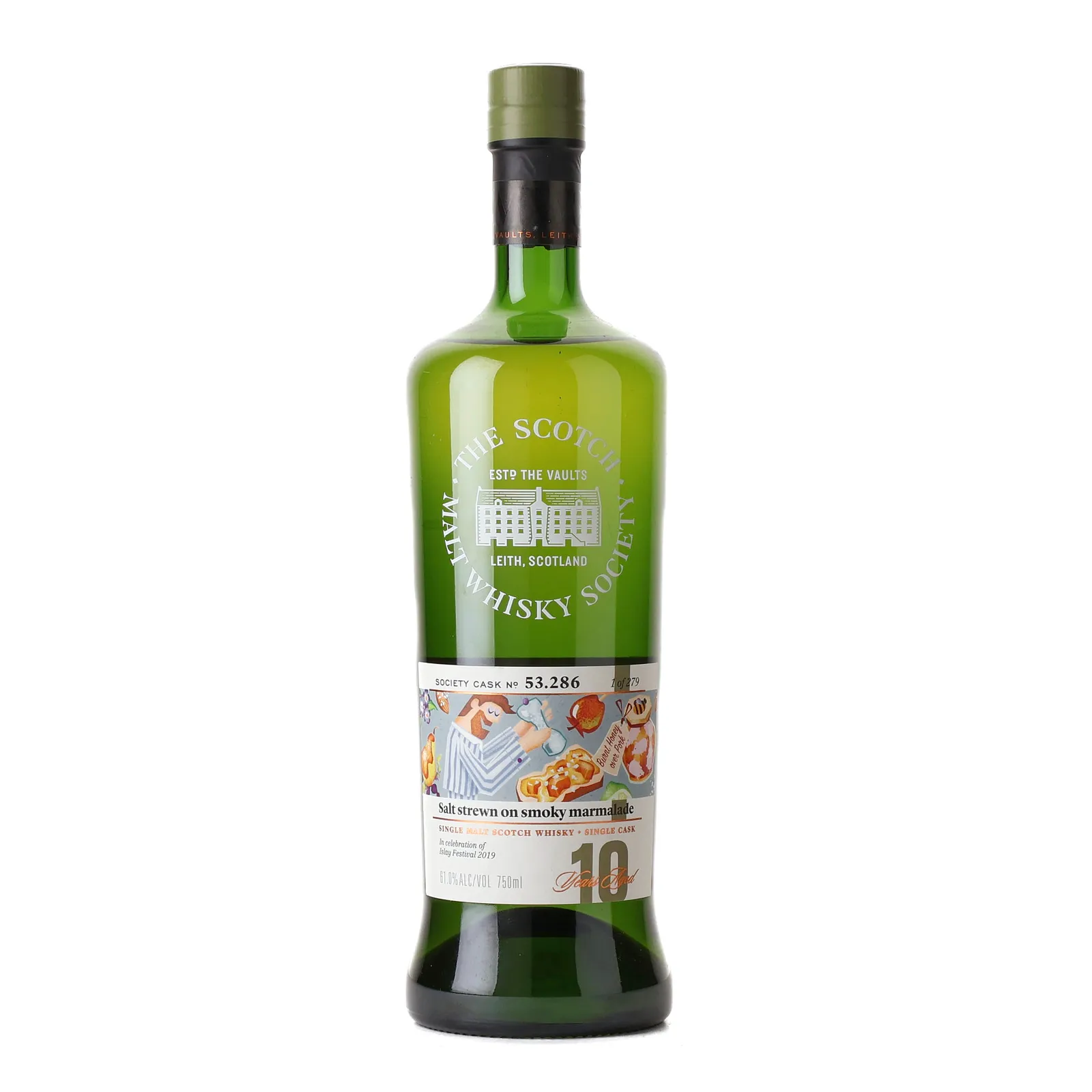 Caol Ila Salt strewn on smoky marmalade 10 Year Old, Bourbon Cask, Cask #53.286, 2008, The Scotch Malt Whisky Society, 61% whisky bottle