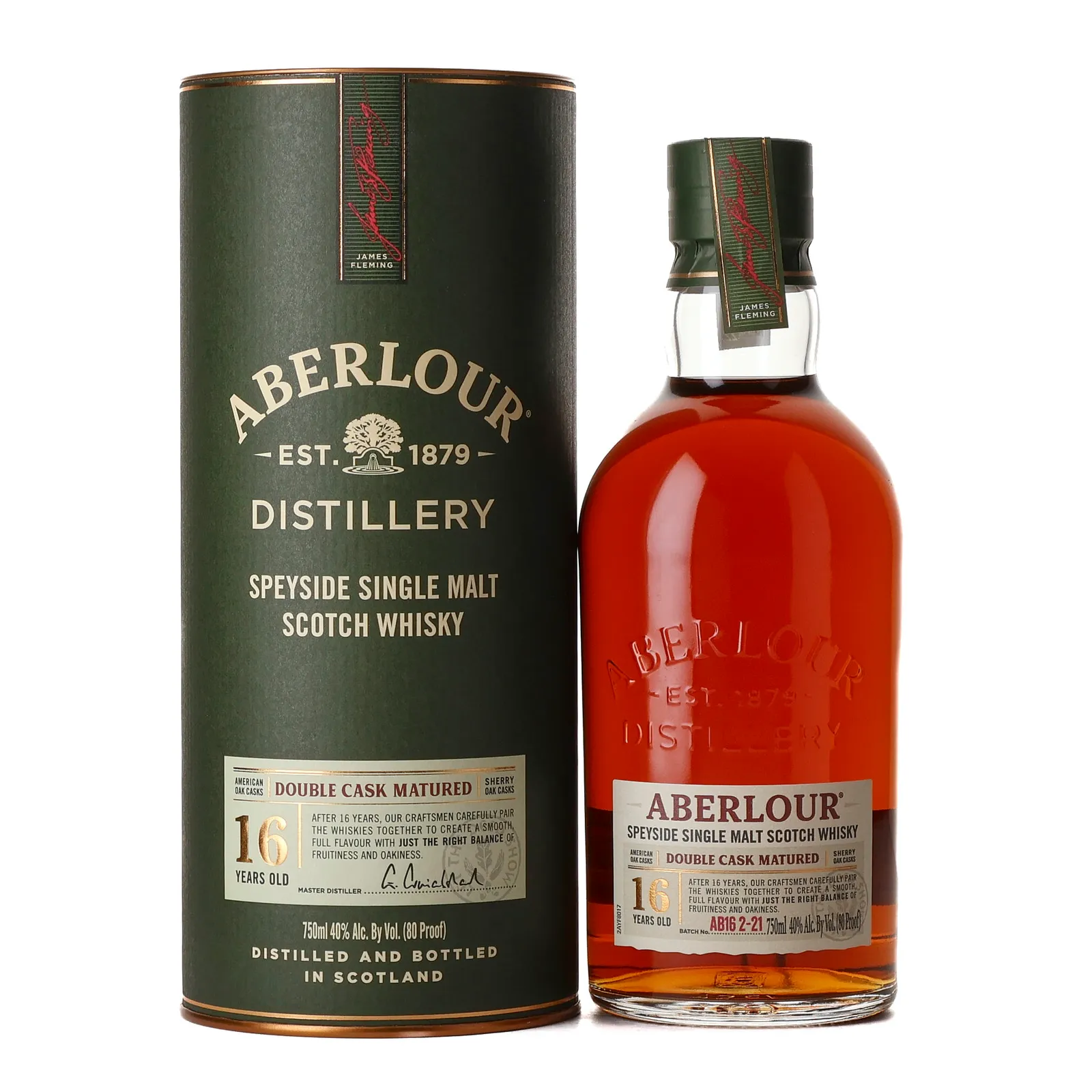 Aberlour Double Cask Matured 16 Year Old, American Oak & Sherry Cask, Batch No. AB16-2-21, 40% whisky bottle