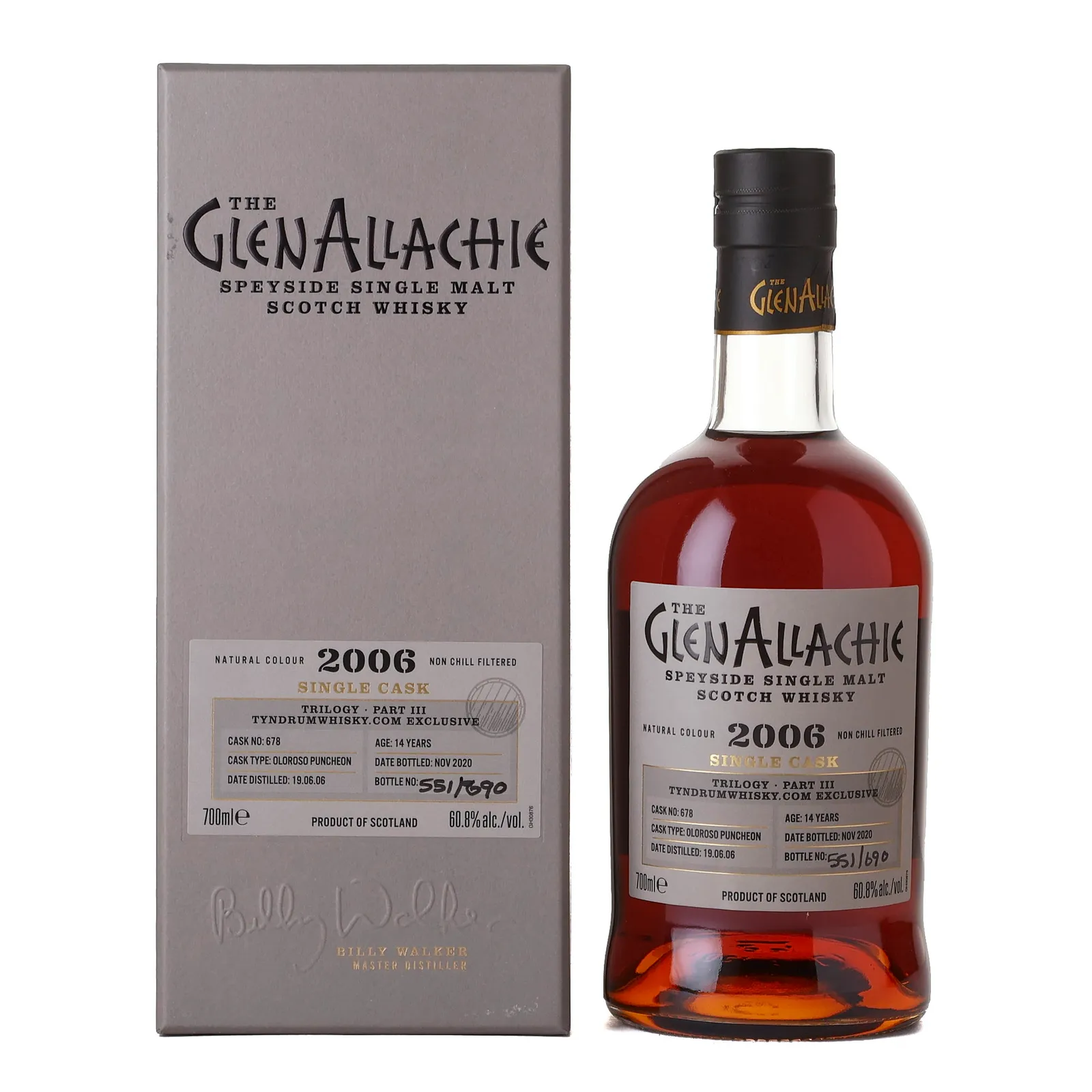 GlenAllachie 14 Year Old, Oloroso Sherry Cask, Cask #678, 2020, 60.8% whisky bottle