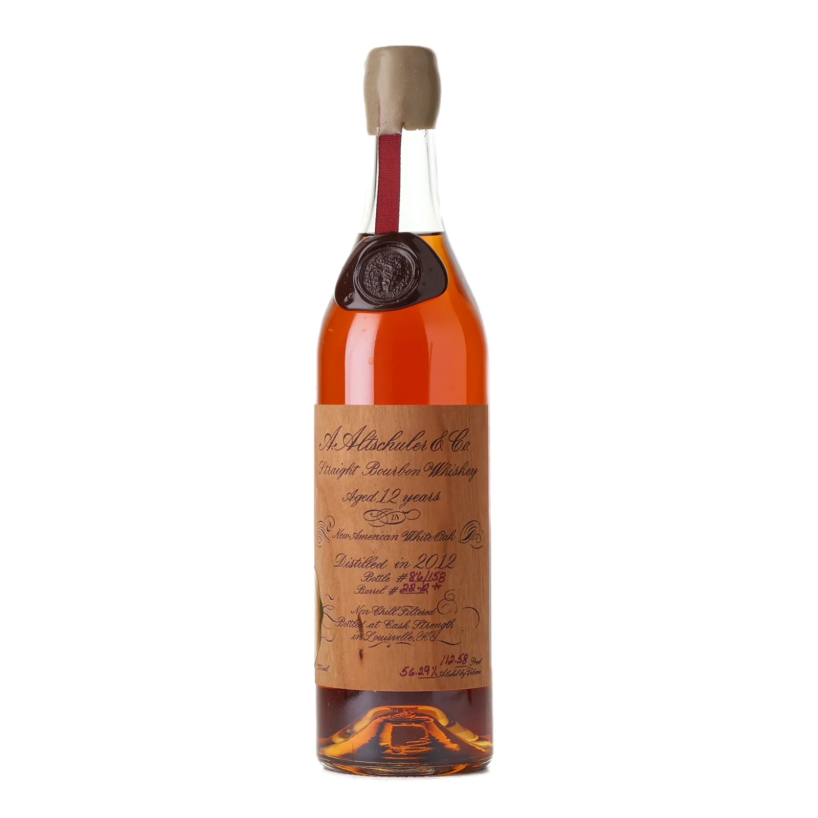 A. Altschuler & Co. Straight Bourbon 12 Year Old, New American White Oak Cask, Cask #22-R, 2012, The WoodWork Collective, 56.29% whisky bottle