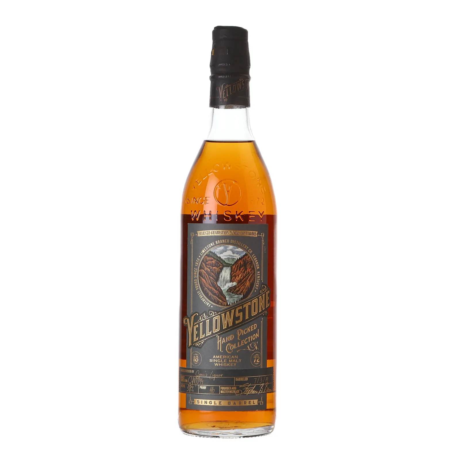 Yellowstone Hand Picked Collection American Single Malt Whiskey Spec's Liquor Single Barrel, Cask #SM094, 58% whisky bottle