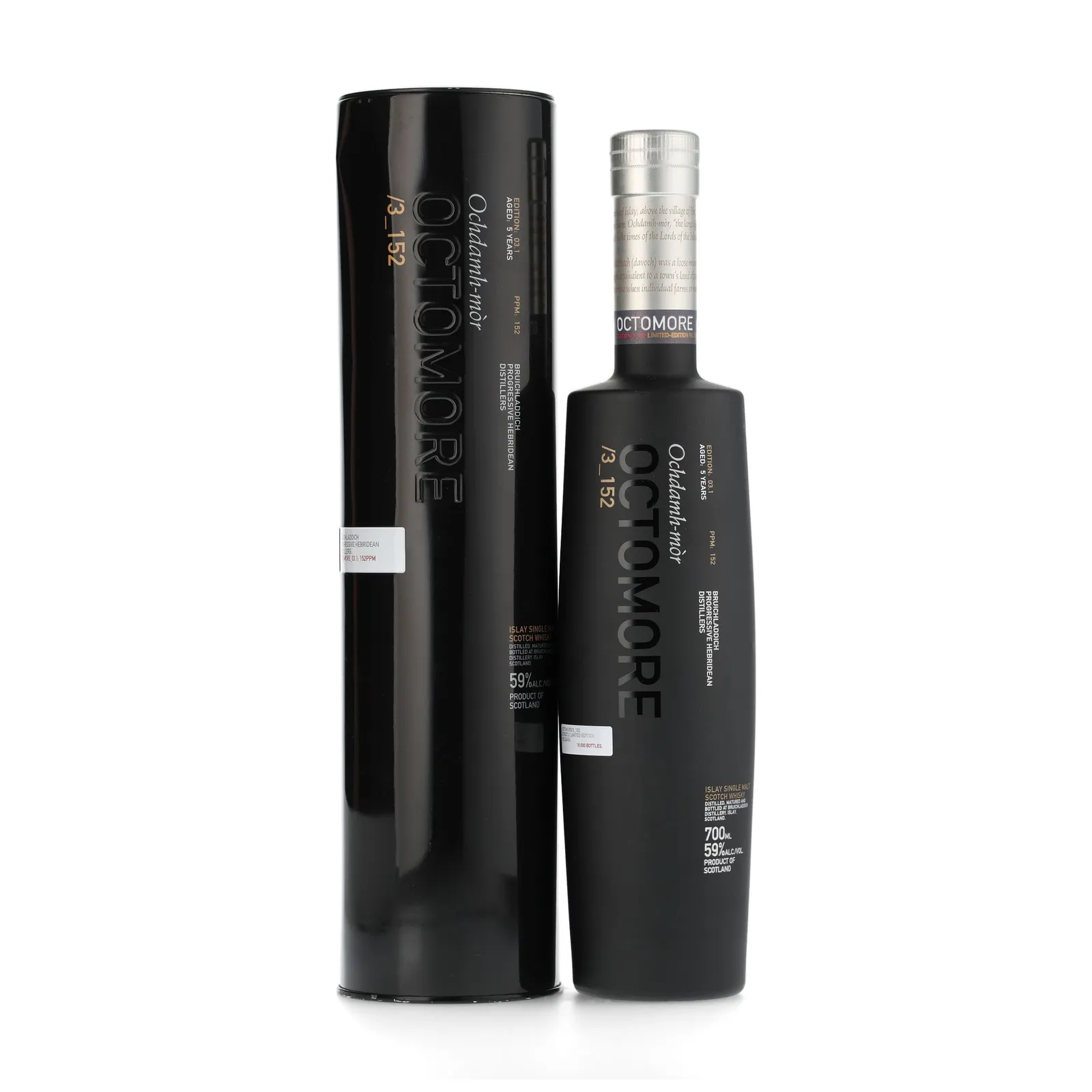 Octomore Edition 03.152 5 Year Old, American Oak & French Oak Cask, 2010, 59% whisky bottle