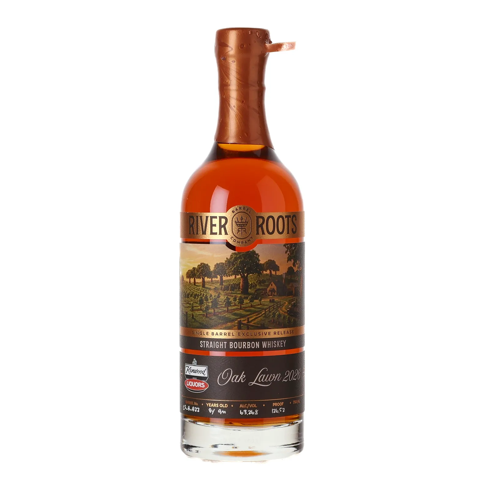 River Roots Single Barrel Straight Bourbon Kenwood Liquors 8 Year Old, Cask #CS-B-B22, River Roots Barrel Company, 63.26% whisky bottle