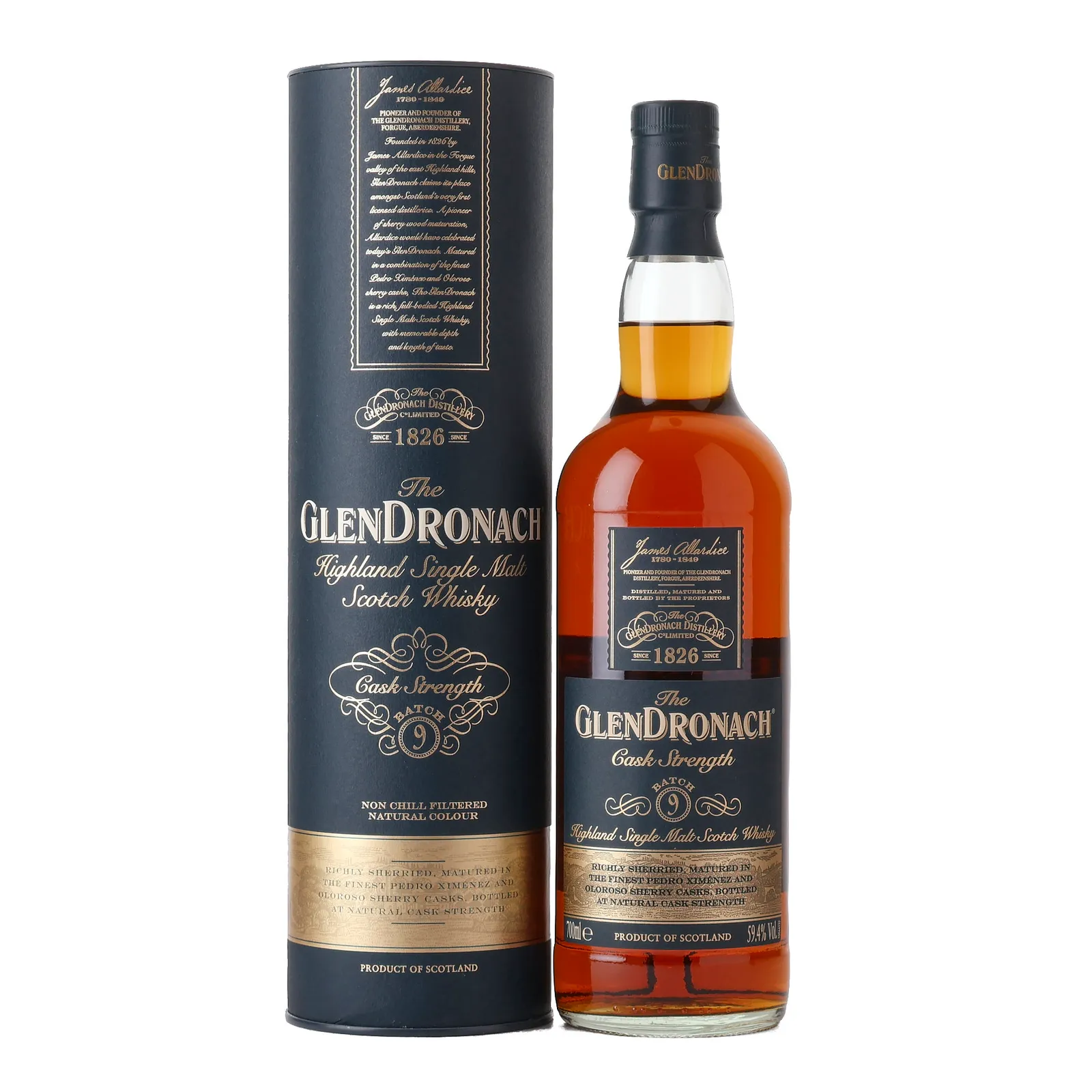 Glendronach Cask Strength, Sherry Cask, Batch No. 9, 2020, 59.4% whisky bottle