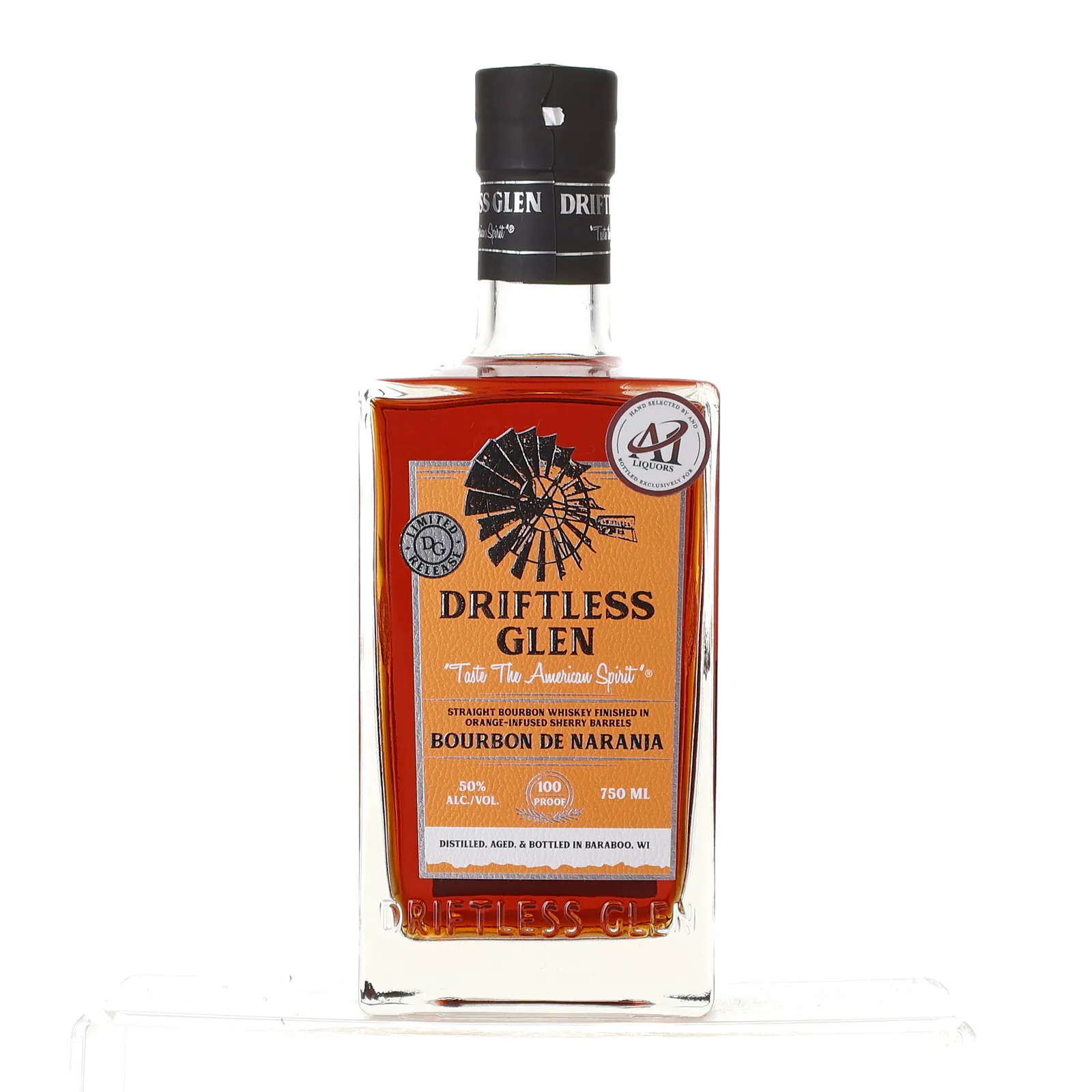 Driftless Glen Bourbon De Naranja 'A1 Liquors' Private Barrel Selection 4 Year Old, Orange-Infused Sherry Cask, 50% whisky bottle