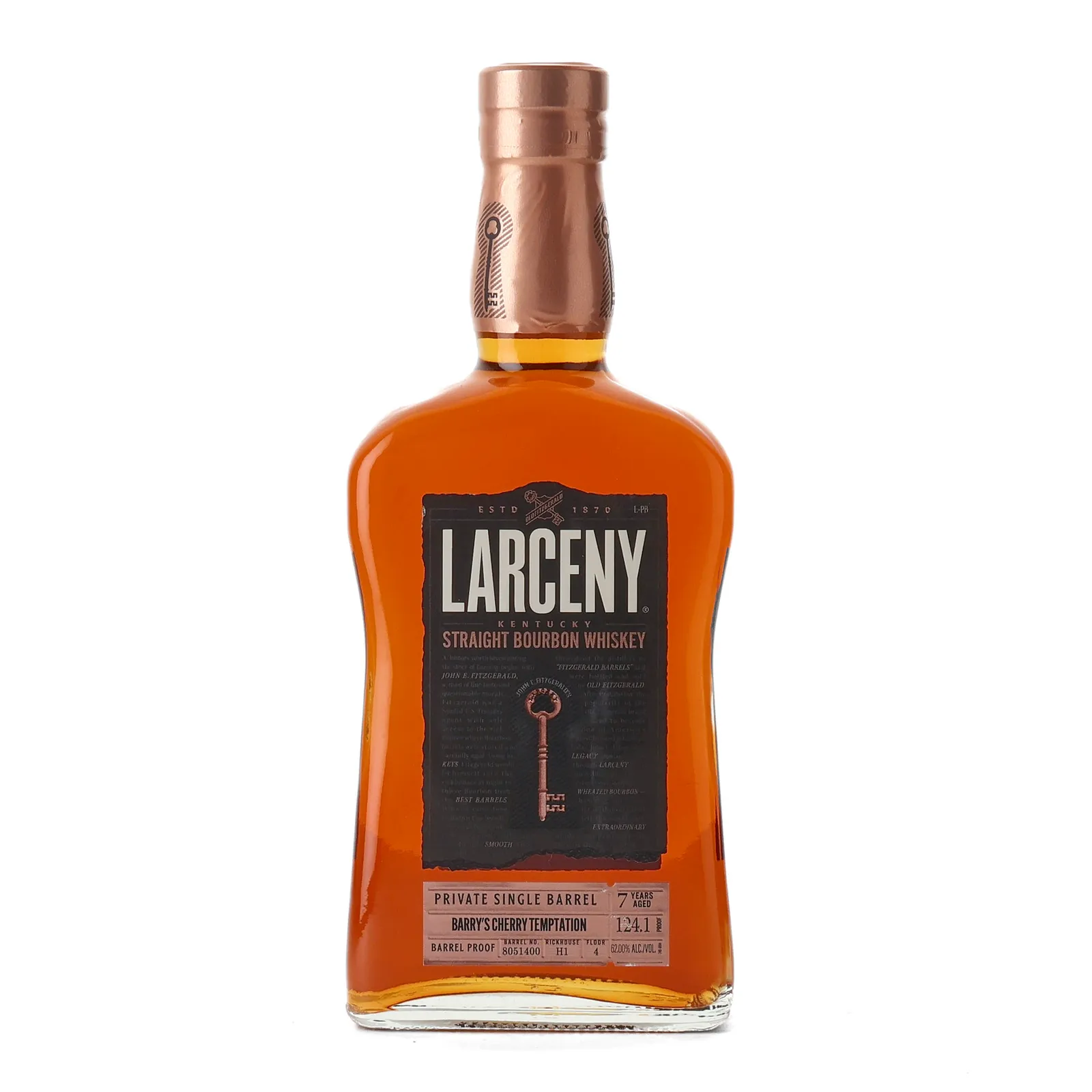 Larceny Private Single Barrel Barry's Cherry Temptation 7 Year Old, Cask #8051400, 62% whisky bottle