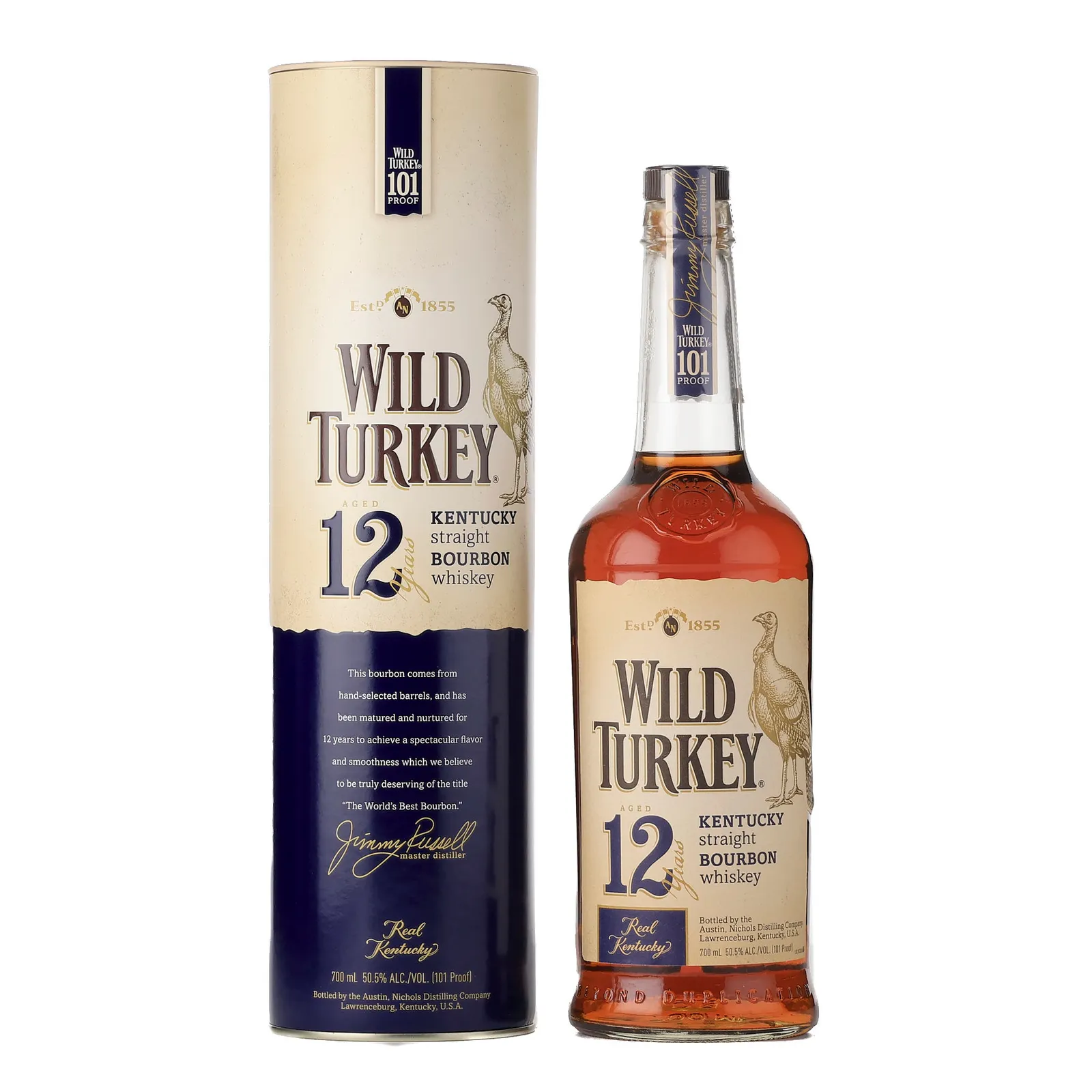 Wild Turkey 12 Year Old Bourbon, New Charred American Oak Cask, 2022, 50.5% whisky bottle